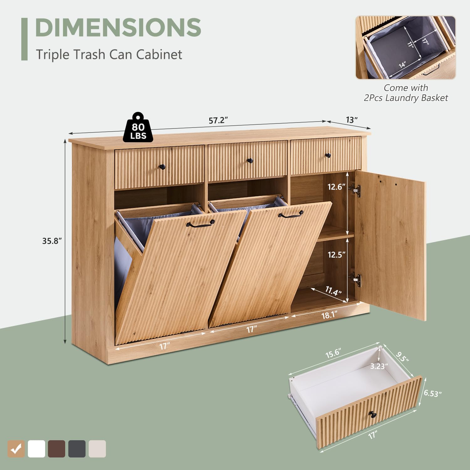 Triple Tilt Out Trash Can Cabinet