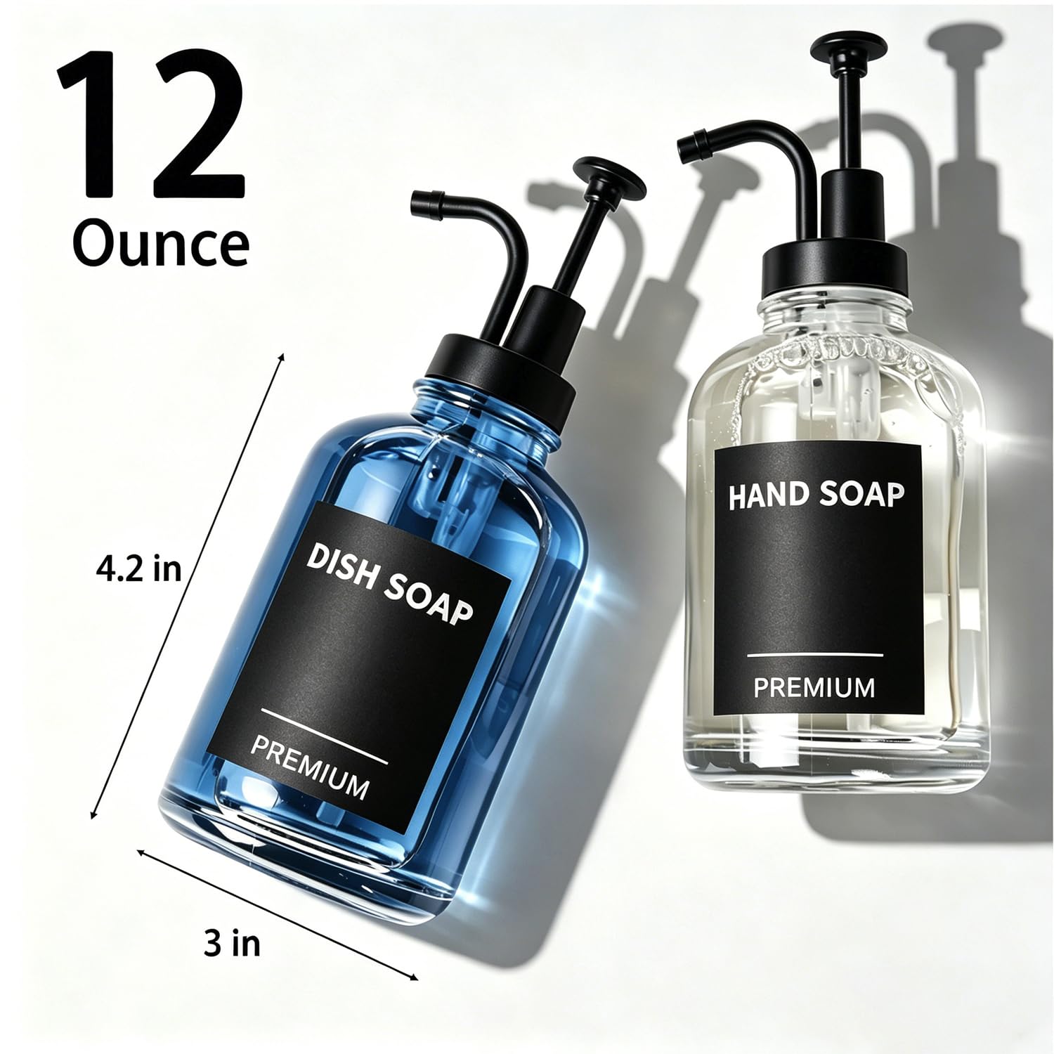 12oz Dish Soap Dispenser for Kitchen (2 Count)