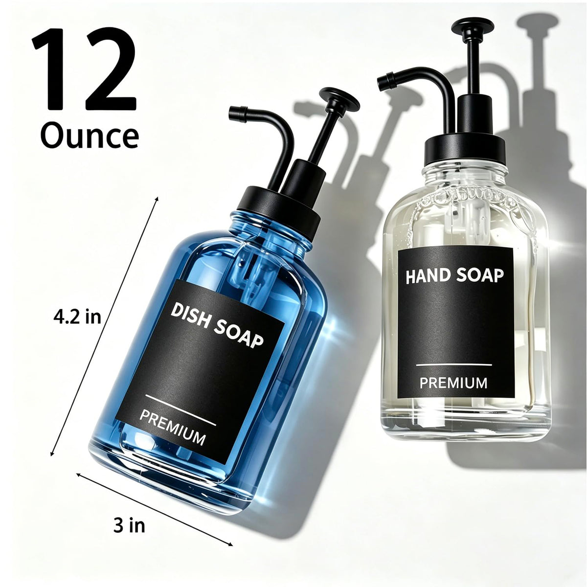 12oz Dish Soap Dispenser for Kitchen (2 Count)