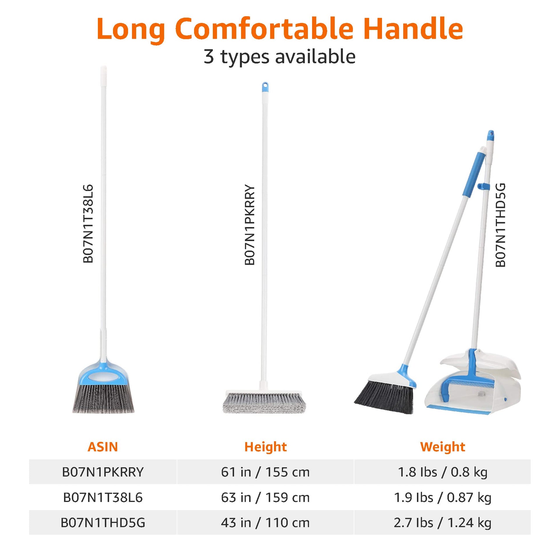 Dustpan Broom Set with Adjustable Long Handle