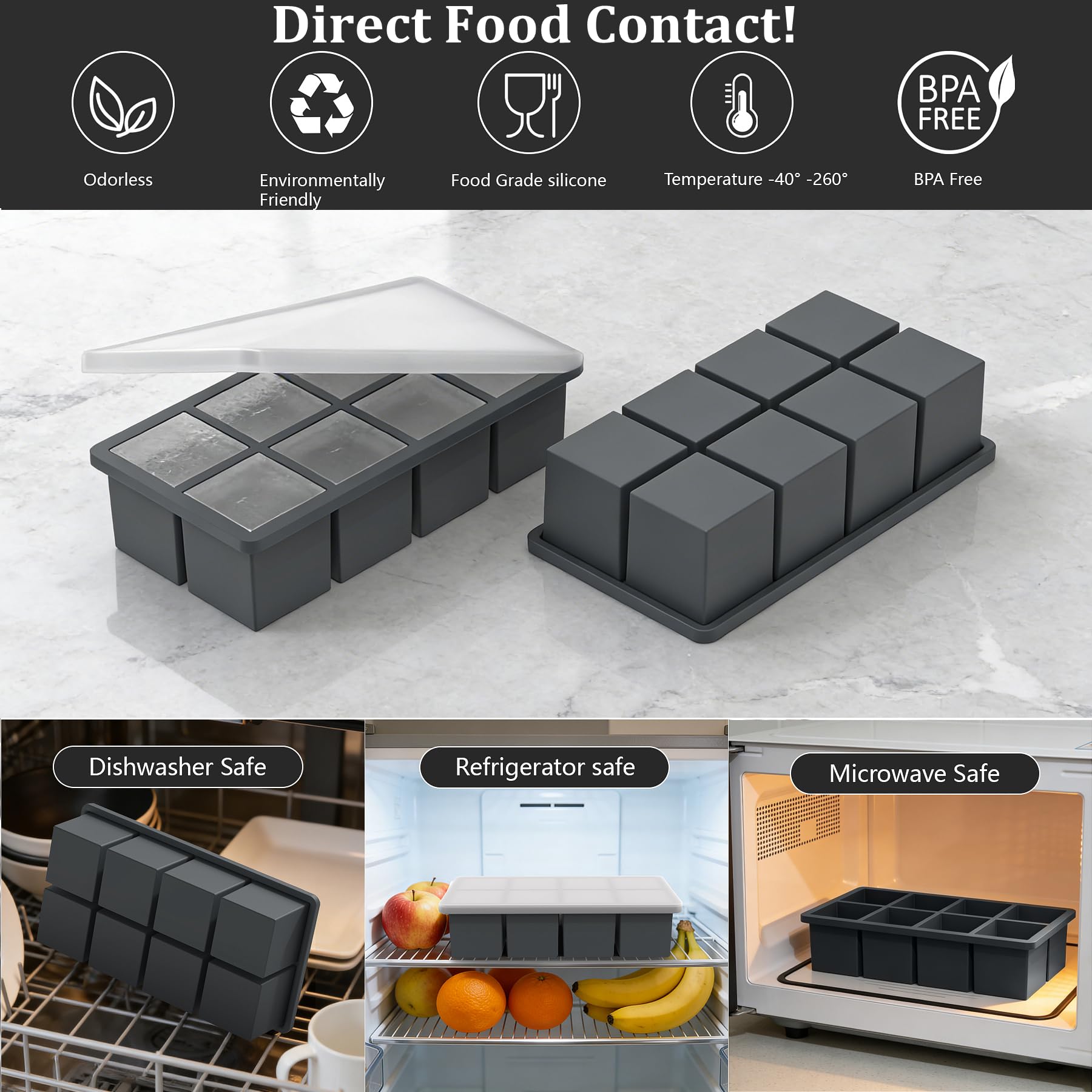 Silicone Ice Cube Trays with Metal Reinforced Frame