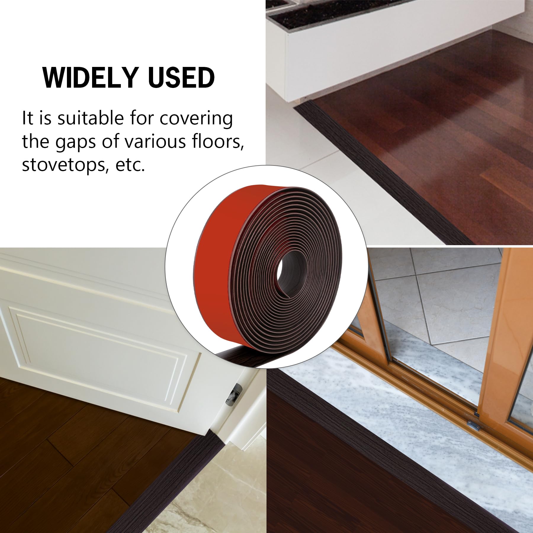 20Ft Floor Transition Strip Self Adhesive Vinyl Cover Floor Strip Flat Divider Transition Strip Wood Grain Design for Laminate Floor Gaps and Doorway Transitions