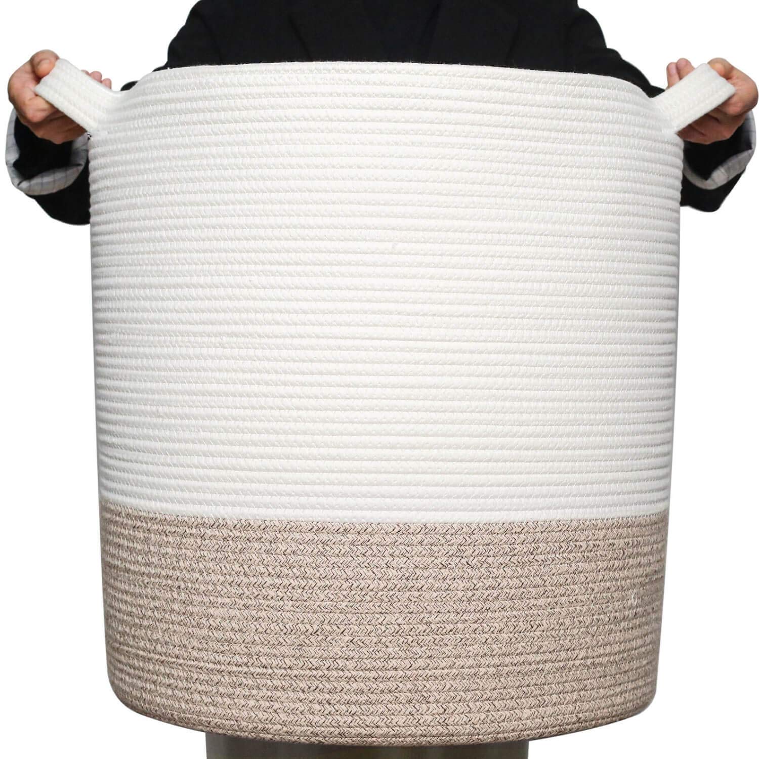 83L Extra Large 20x18 Inches Decorative Woven Cotton Rope Basket