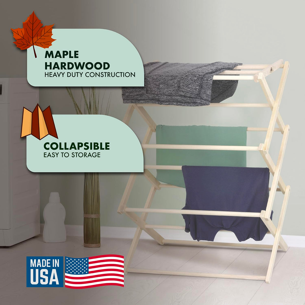 Premium American Maple Clothes Drying Rack