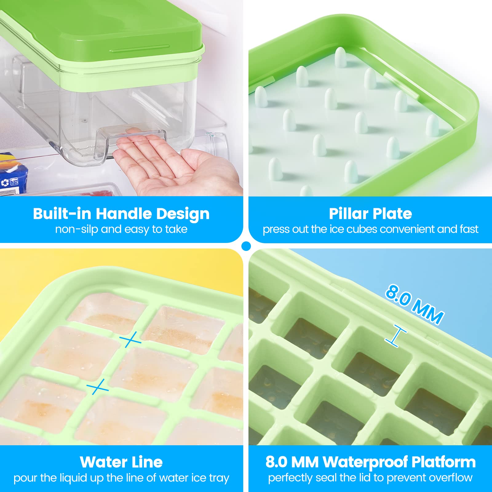 1" Ice Cube Tray with Lid and Bin