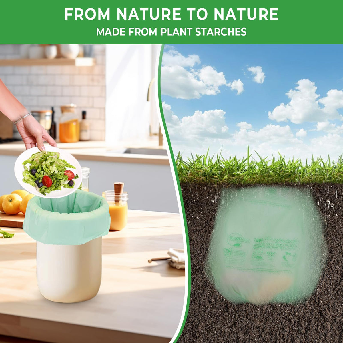 Compostable Trash Bags (80 Count)