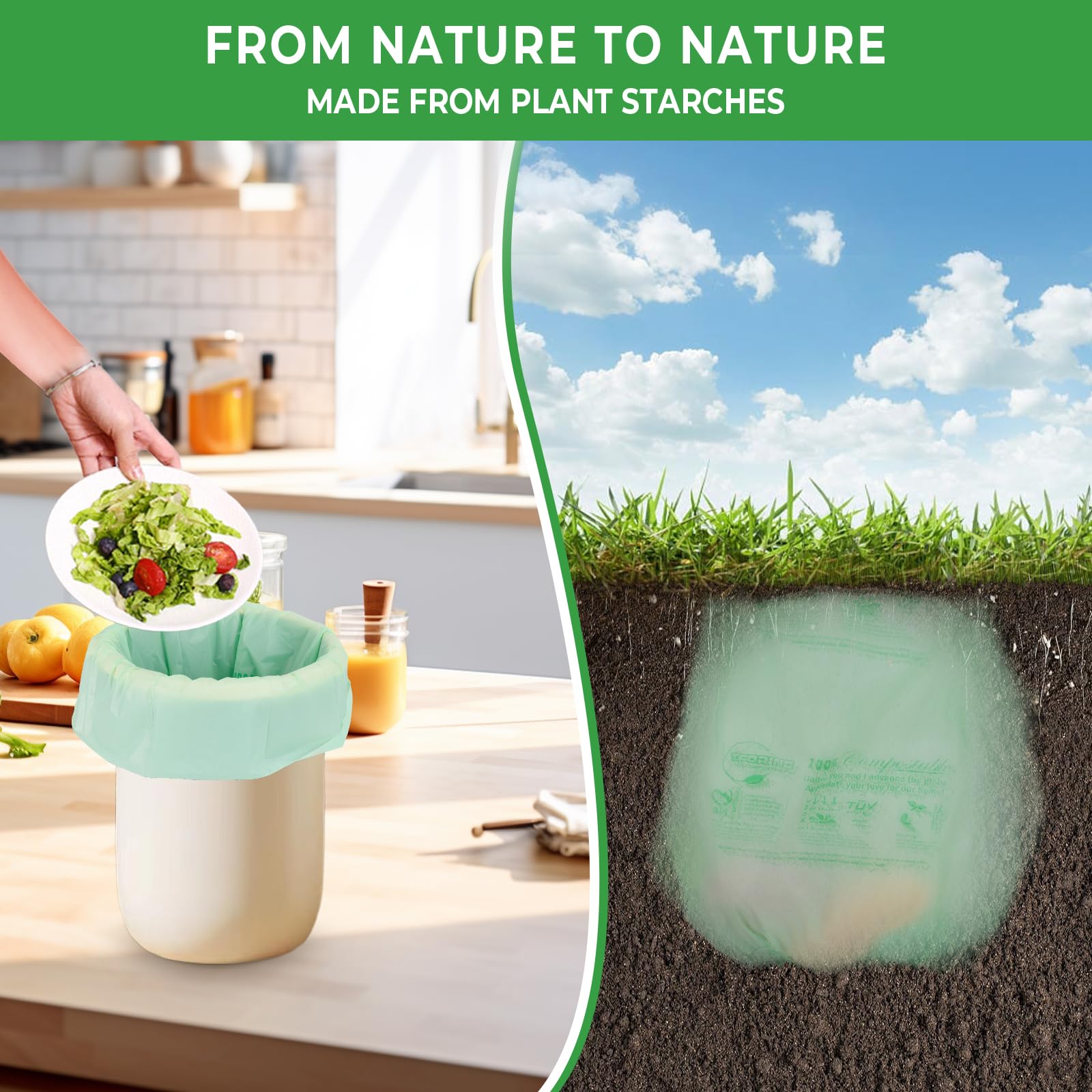 Compostable Trash Bags (80 Count)