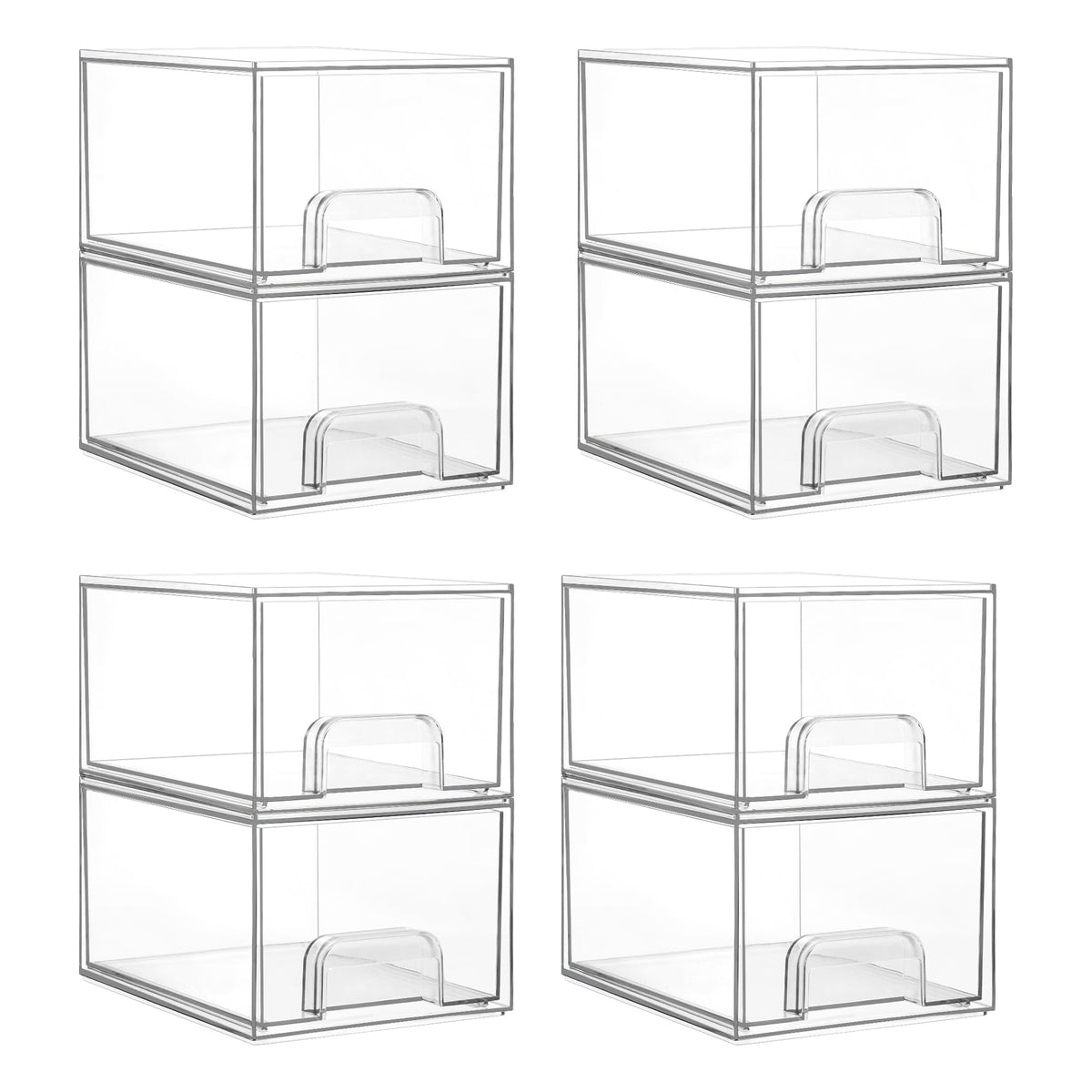 8 Pack Small Clear Stackable Storage Drawers (8 Count)