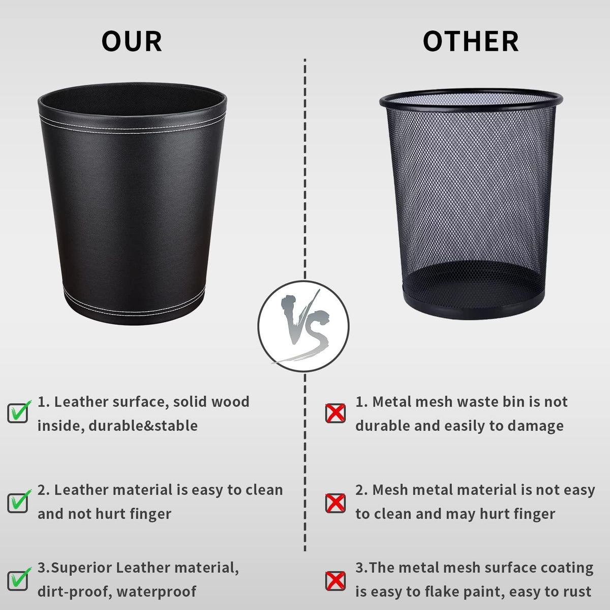 Pu Leather Trash Can