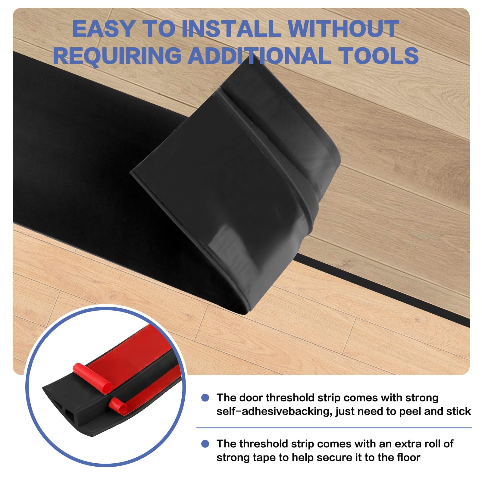 Floor Transition Strip Vinyl Door Threshold Ramp Self Adhesive Carpet Edging Strip Doorway Edge Trim (10 Foot)