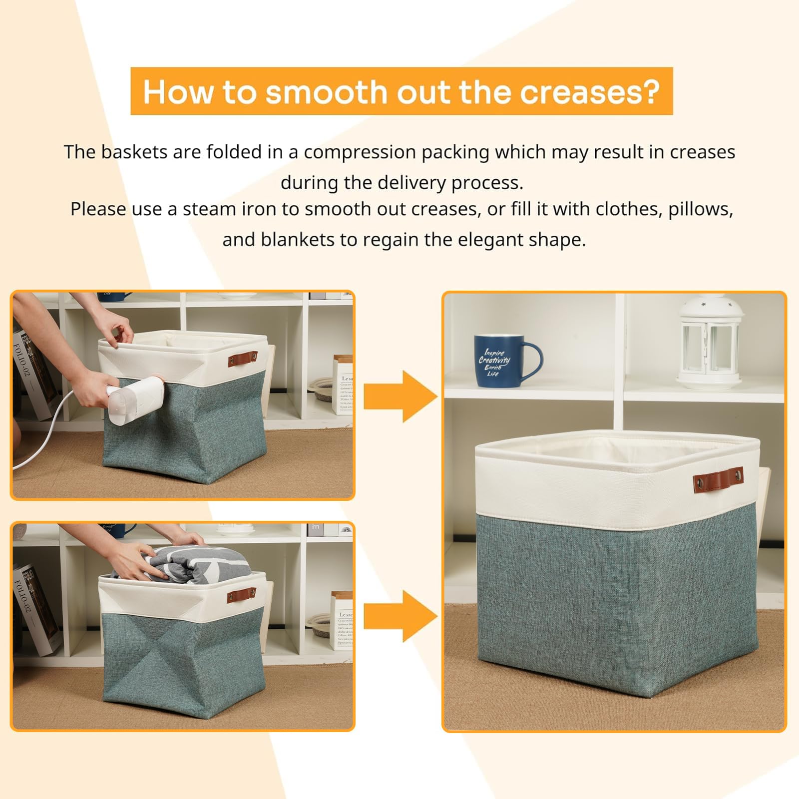 Storage Bins 4 Pack Of 13x13x13 Decorative Storage Cube Bins Suit Office (4 Count)