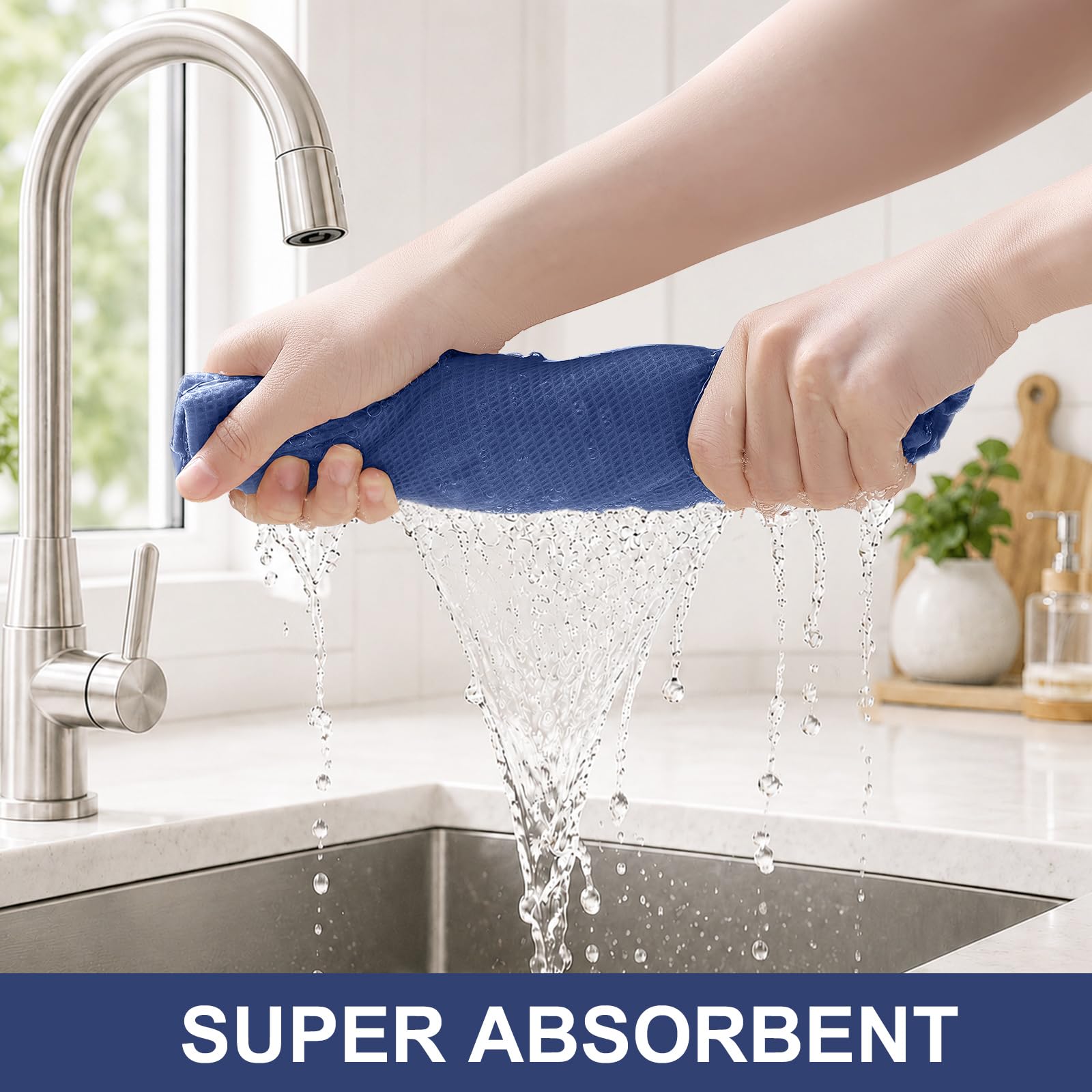 100% Cotton Kitchen Towels and Dishcloths Set (8 Count)