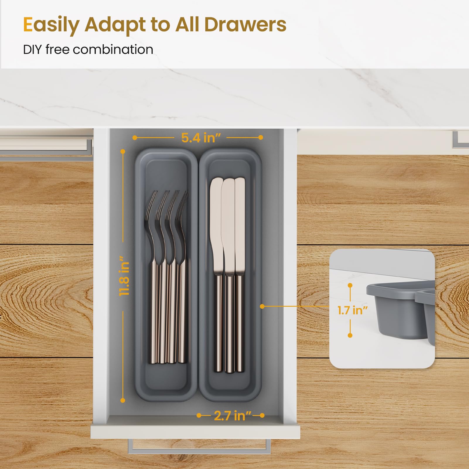 2 Pack Silicone Silverware Drawer Organizer (2 Count)