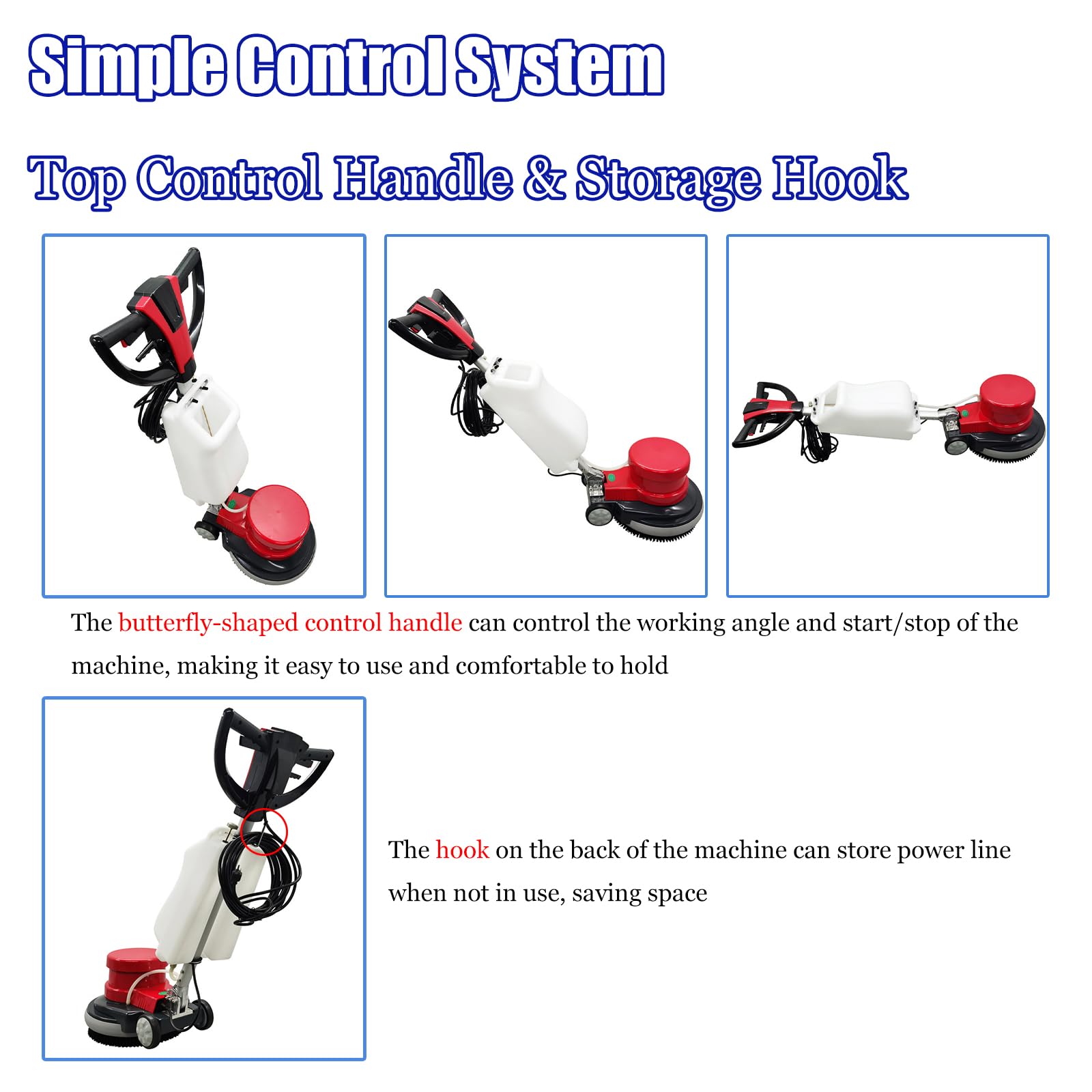 17" Floor Cleaner Polisher Commercial Floor Scrubber Buffer Commercial Floor Polishing Cleaning Machine Industrial Ground Scrubber Buffer with Two Brush Discs