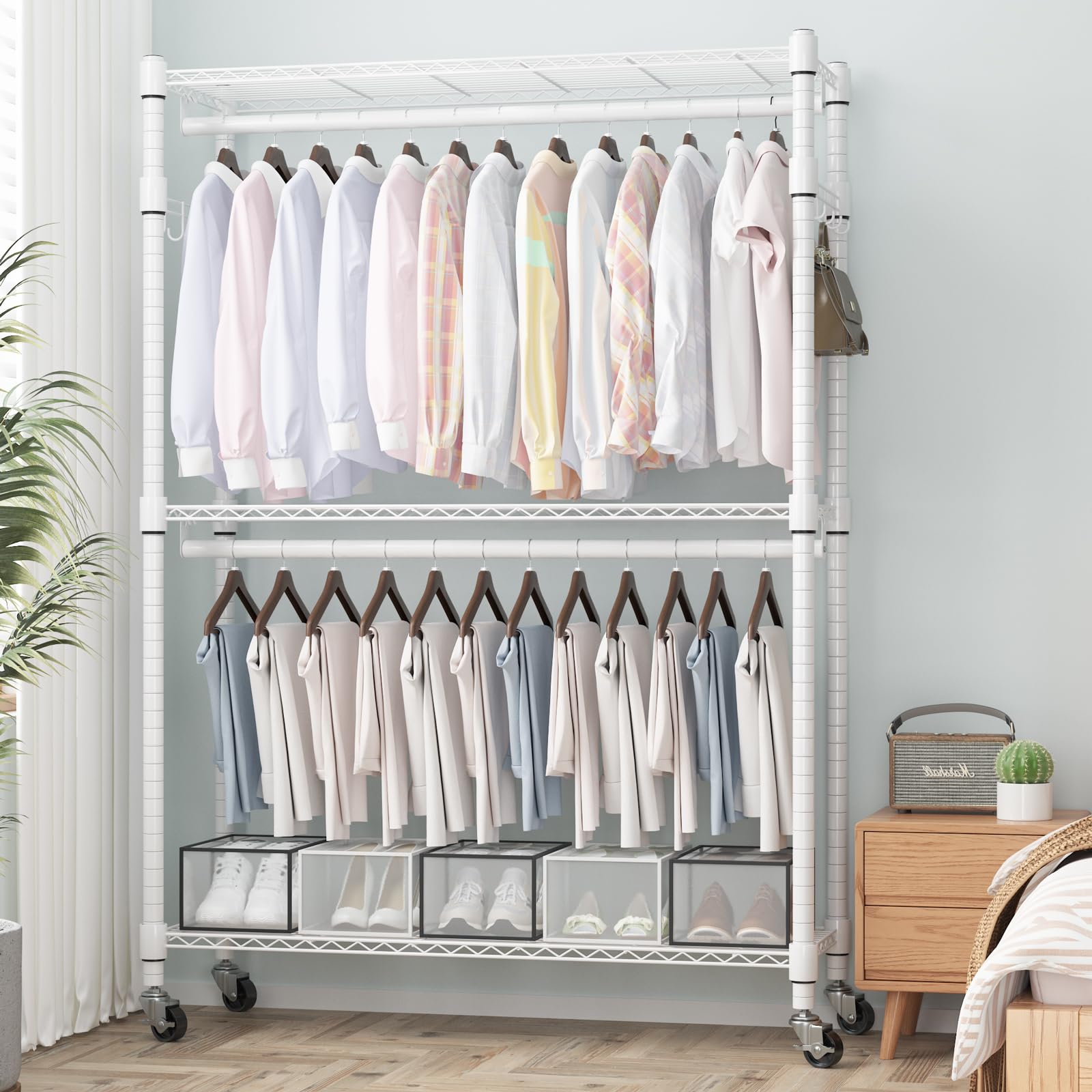 3 Tier Heavy Duty Garment Rack with Wheels