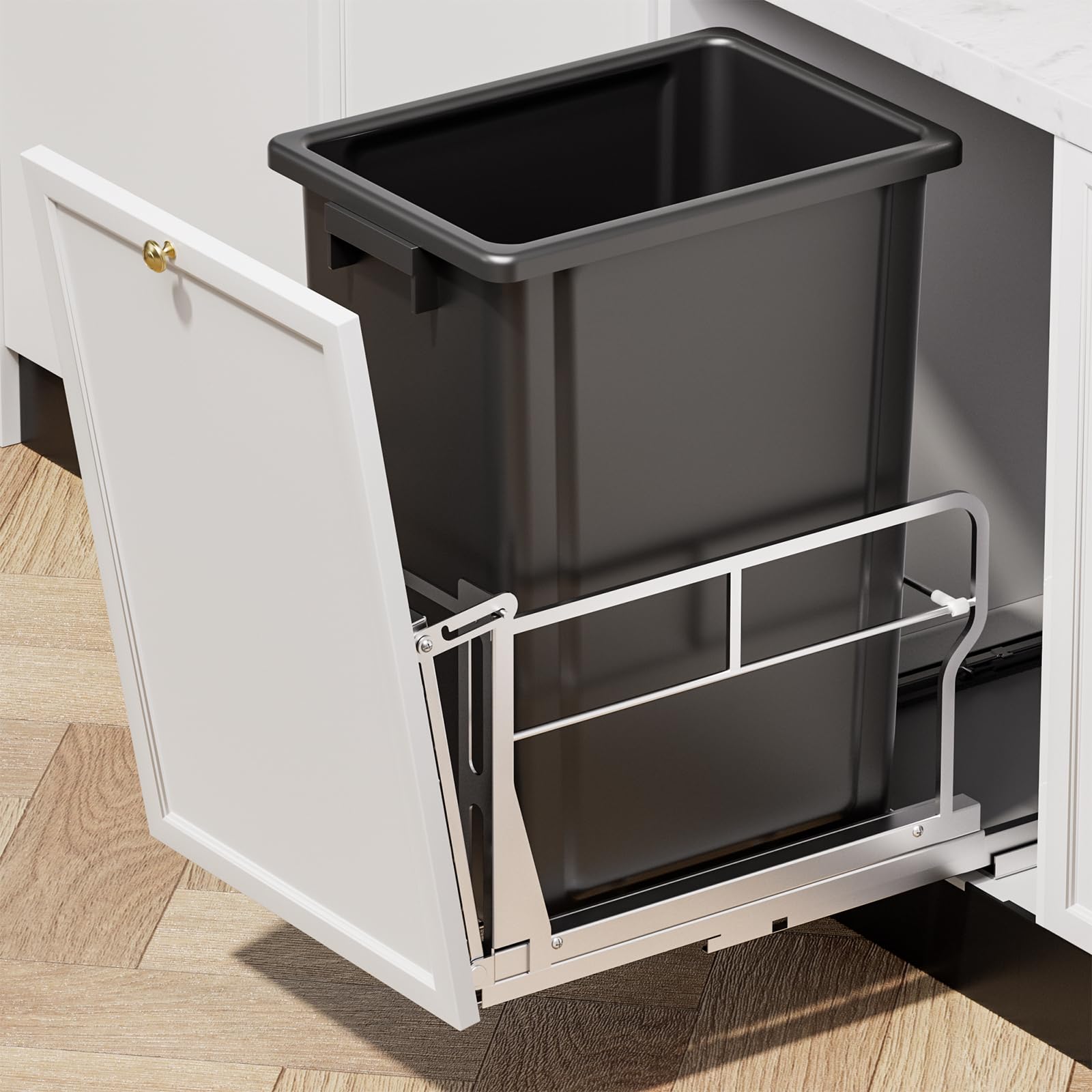 10 Gal Pull Out Trash Can Under Cabinet with Tiltable 10°