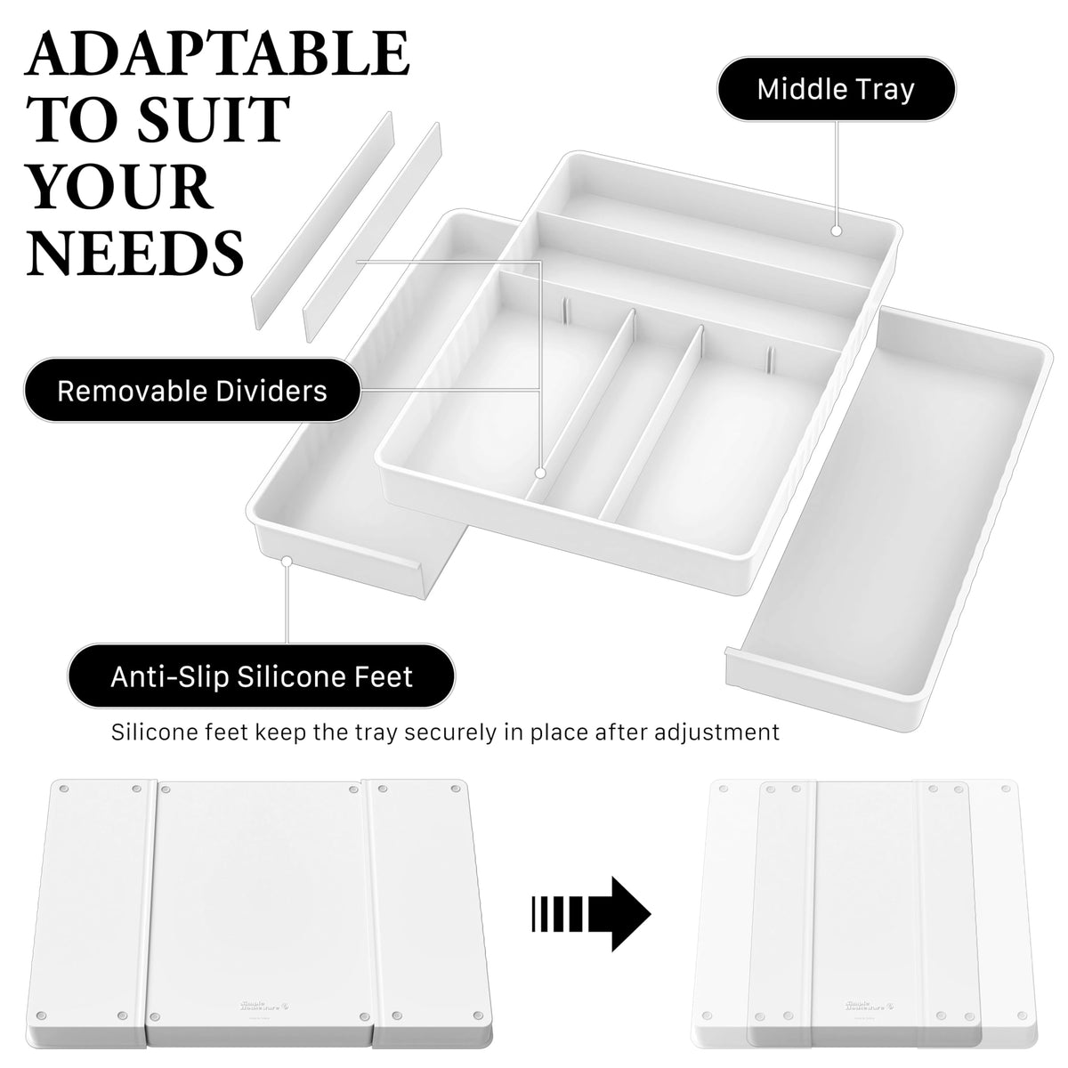 Expandable Kitchen Drawer Flatware Organizer