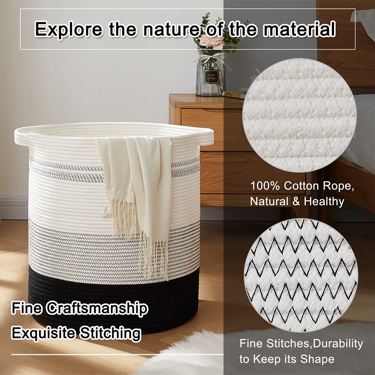 80L Laundry Basket Laundry Hamper Nursery Hamper Gradient Dark