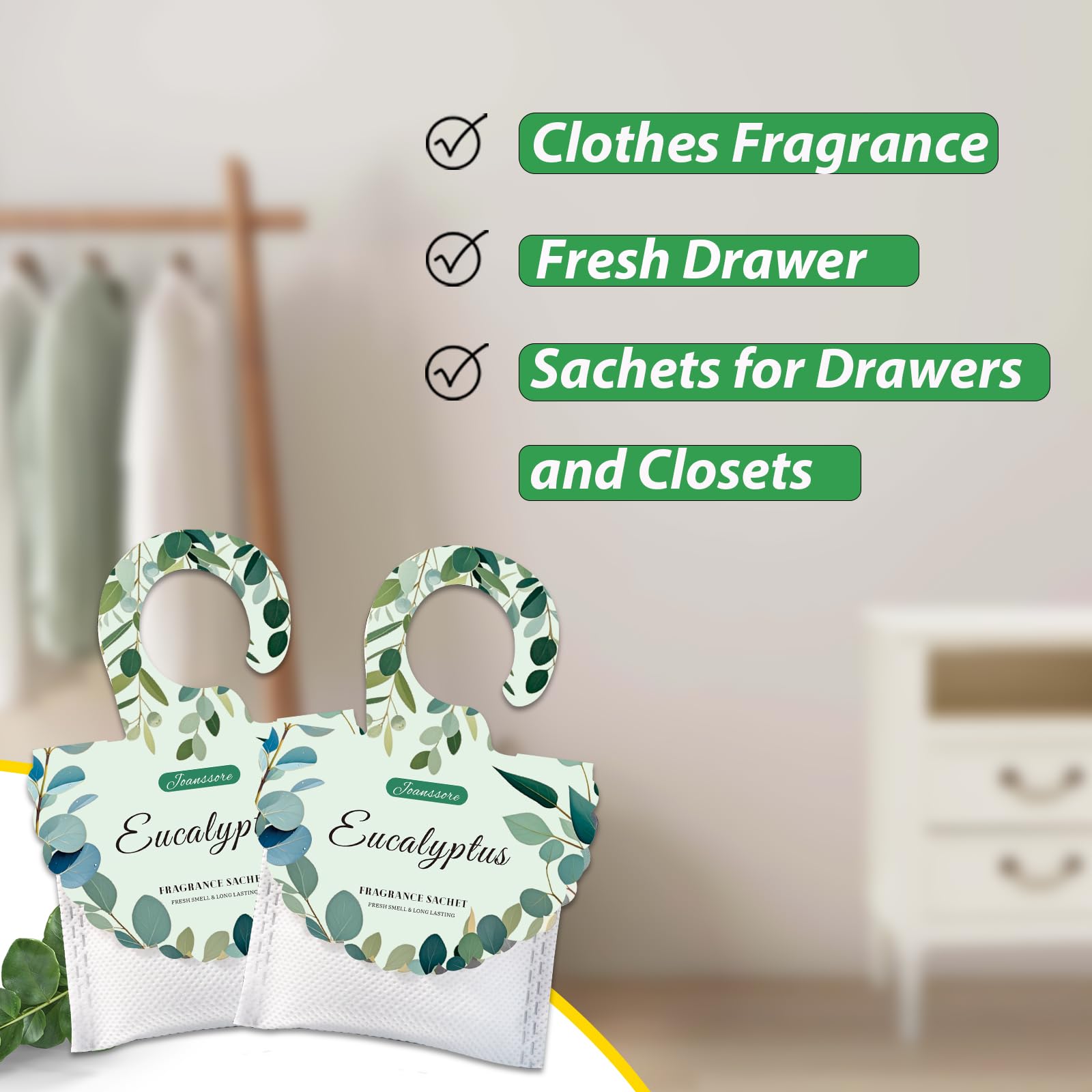 15PCS Eucalyptus Scented Sachets for Drawers and Closets (15 Count)