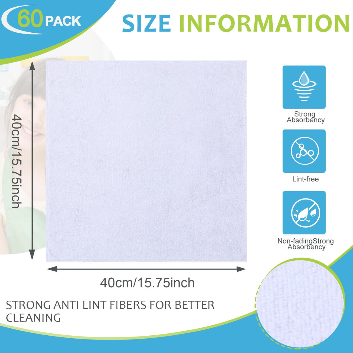 Microfiber Cleaning Cloths for Cars 16 x 16 Inch Ultra Absorbent Car Towels Drying Reusable Cleaning Supplies House Kitchen Window Microfiber Towel