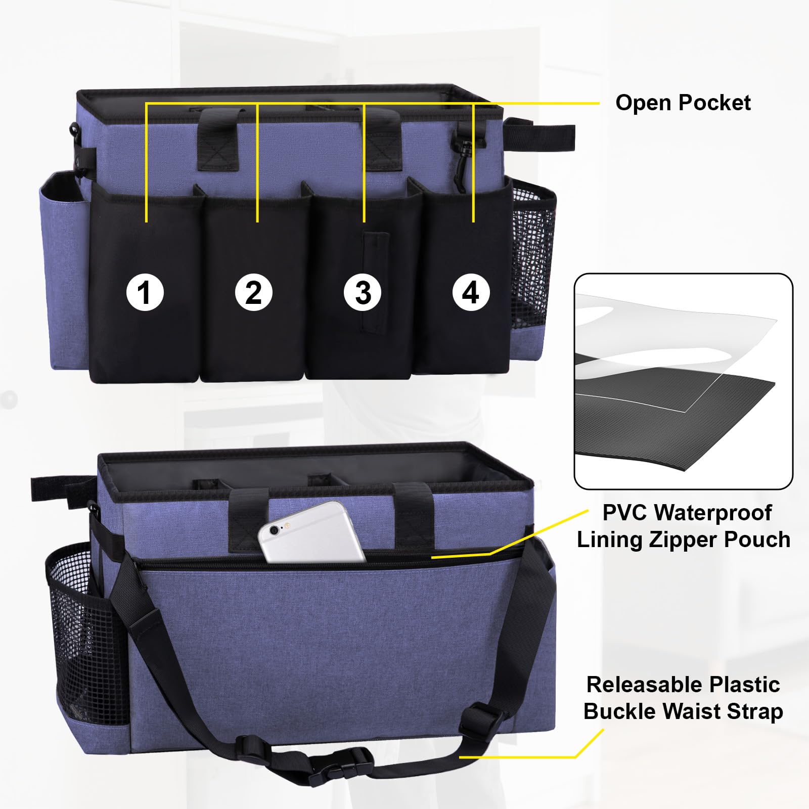 Wearable Large Cleaning Caddy Bag for Housekeepers