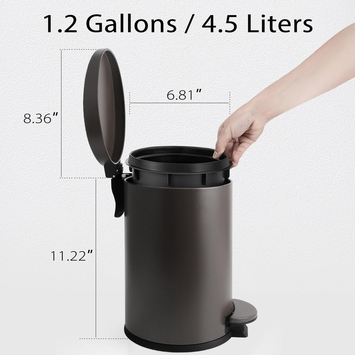 Small Bathroom Trash Can with Lid Soft Close