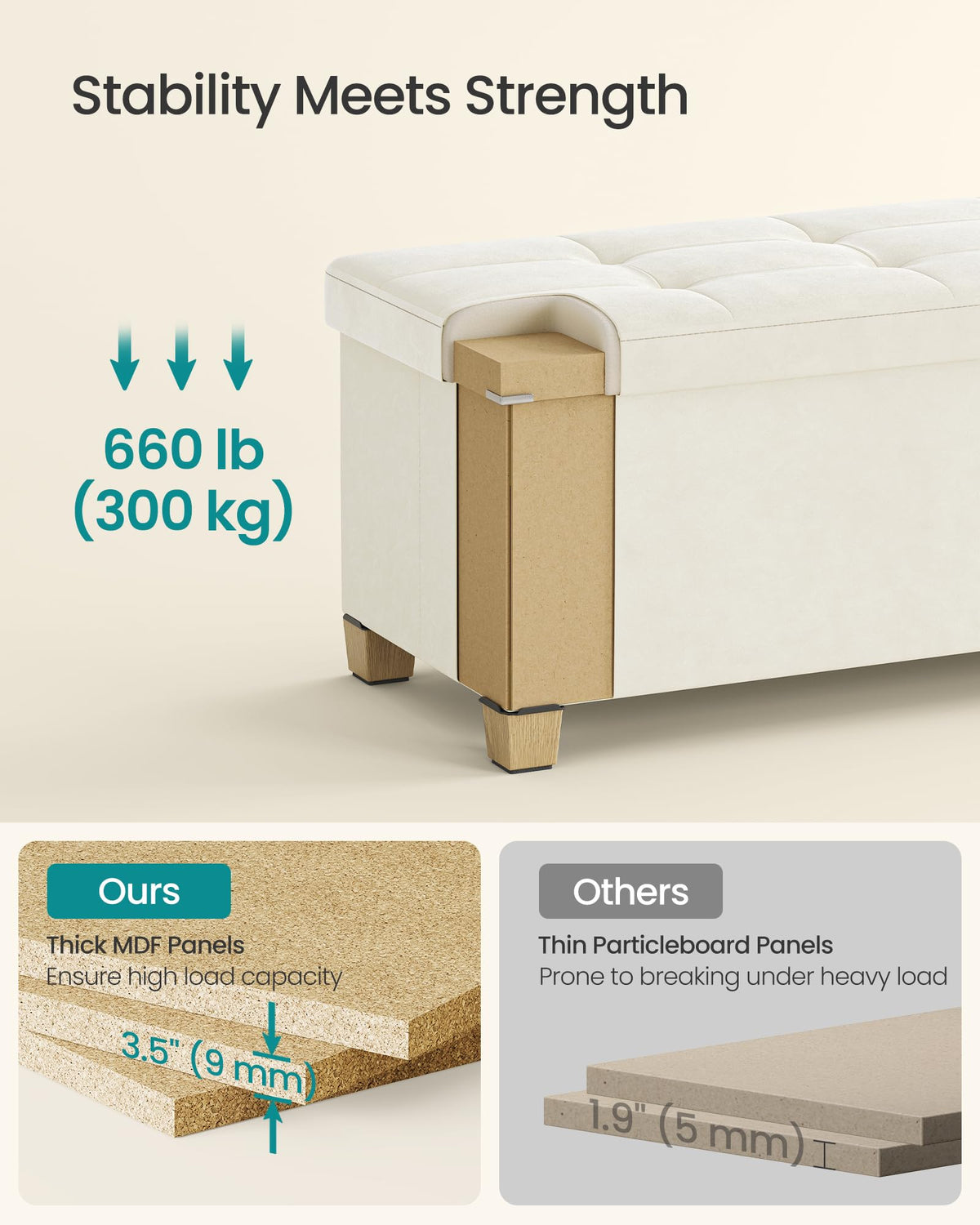 Storage Ottoman Bench with Legs