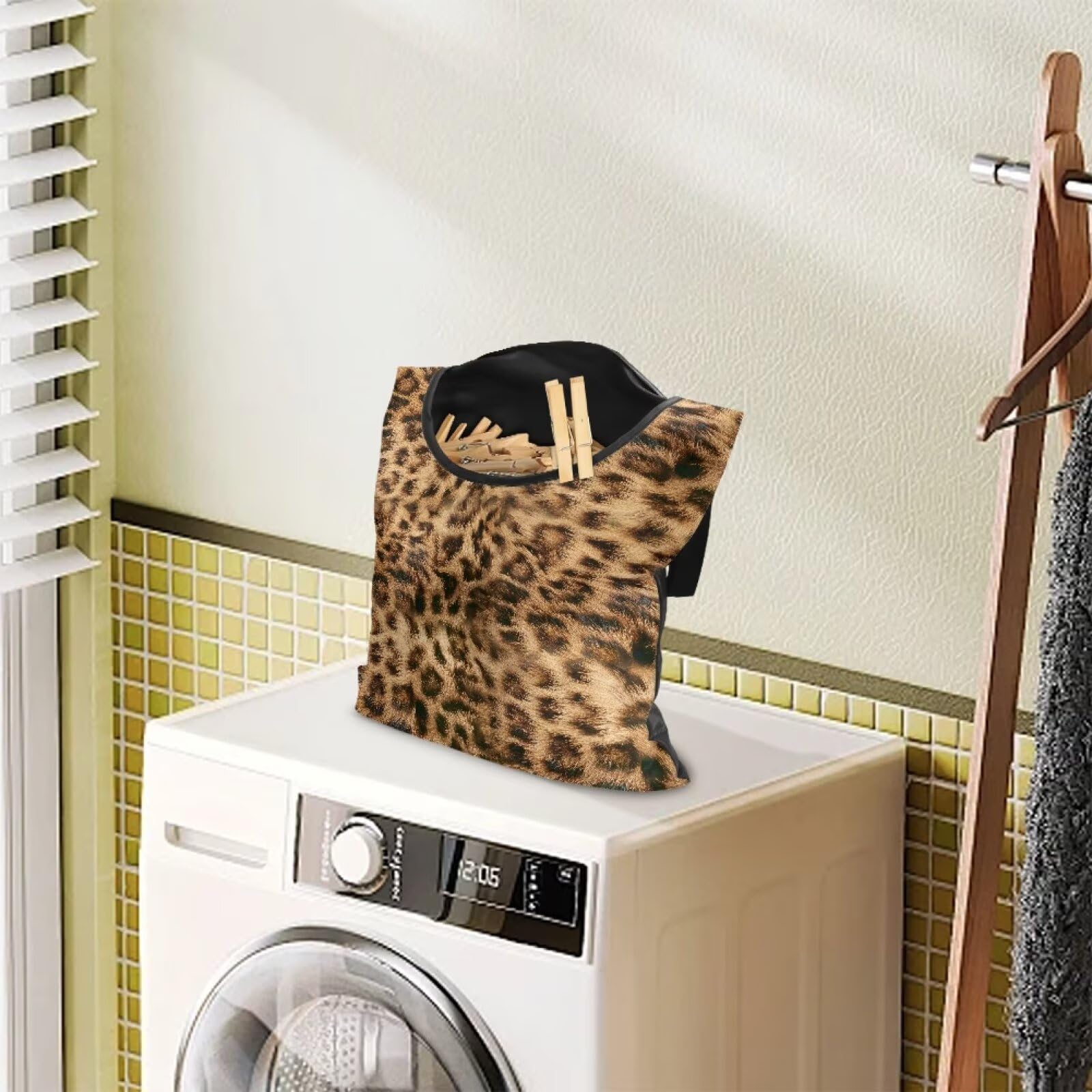 Brown Leopard Print Clothespin Bags Moon Space