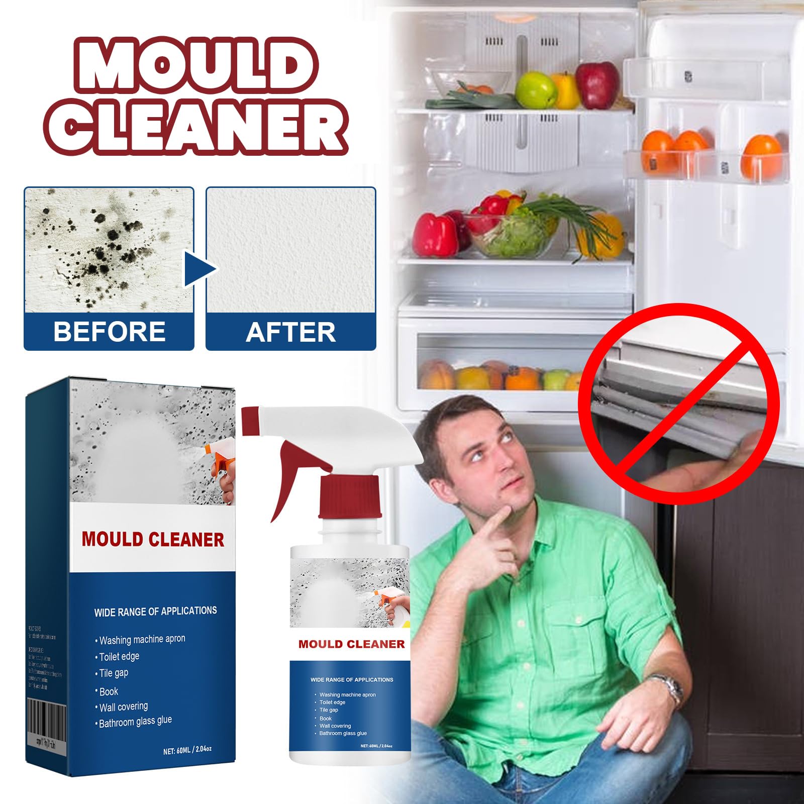 Mould Cleaner Spray Powerful Foam Cleaning Spray (2.04 Fl Oz)