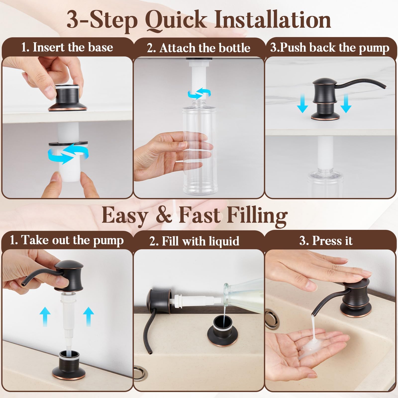Built in Soap Dispenser for Kitchen Sink Countertop