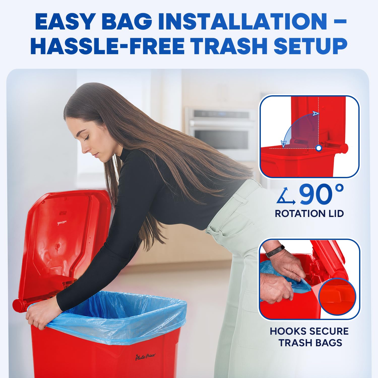 22 Gallon Kitchen Trash Can with Lid and Foot Pedal