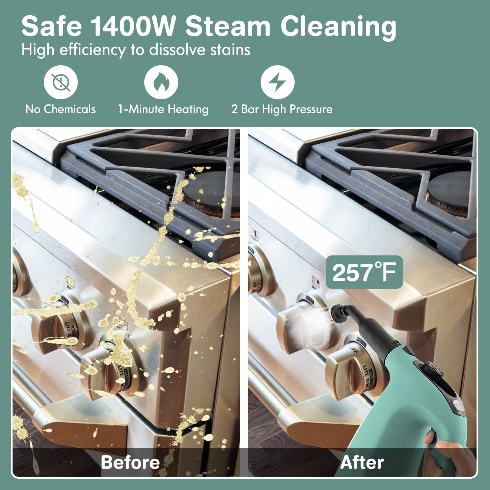 Handheld MultiPurpose Steam Cleaner with 17 Pieces