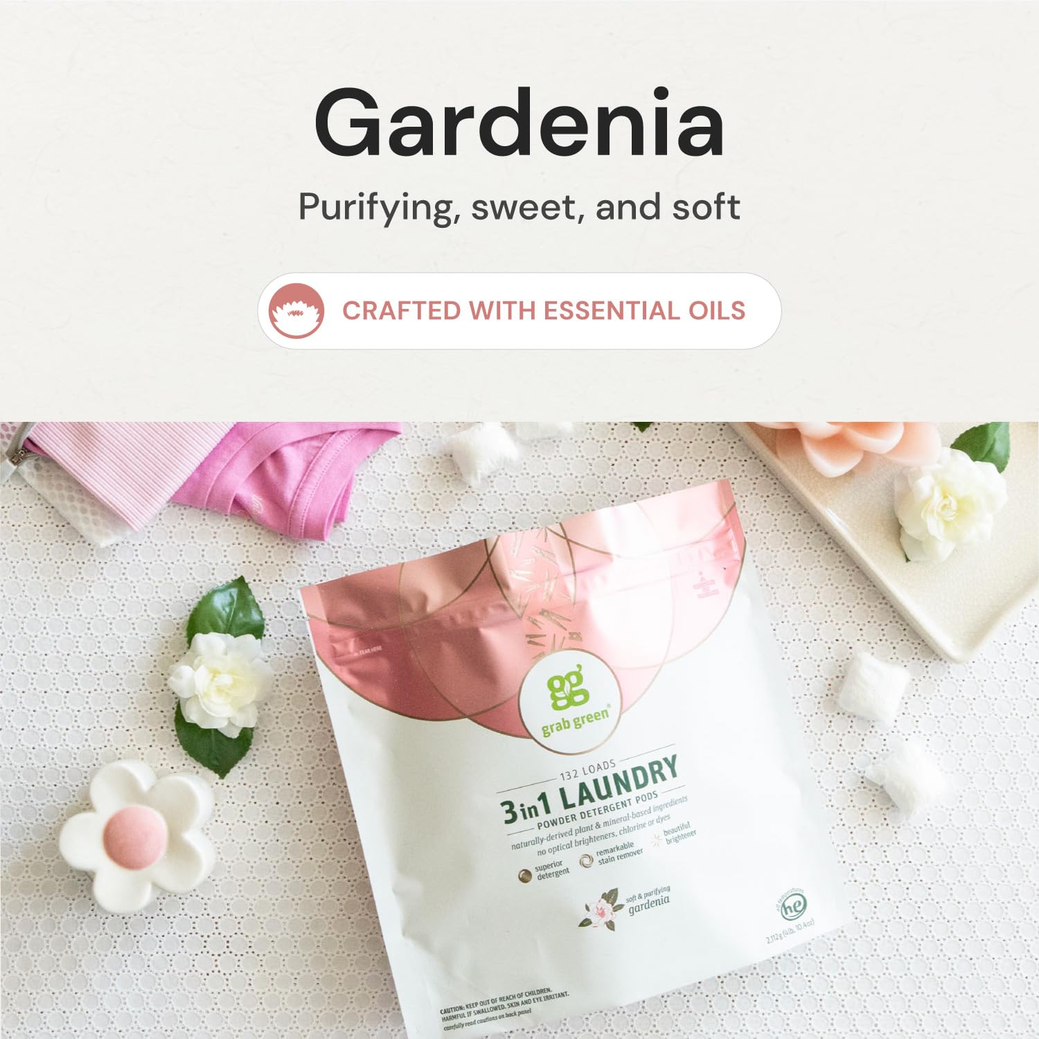 3-in-1 Laundry Detergent Pods, Gardenia, 132 Loads (132 Count)