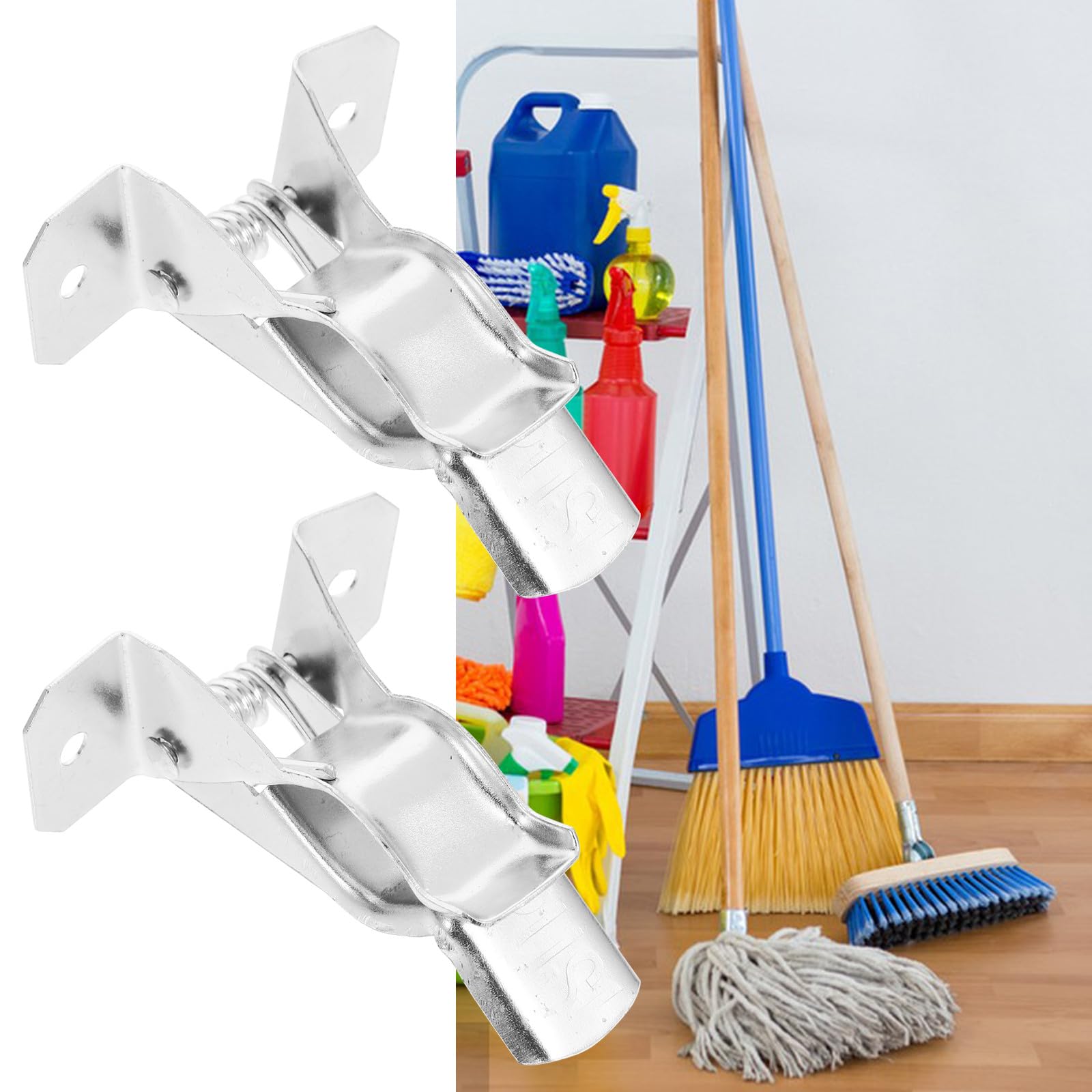10pcs Wall Mounted Mop Broom Holder Heavy Duty Iron Broom Gripper Clips for Garage Kitchen Bathroom Storage Organizer
