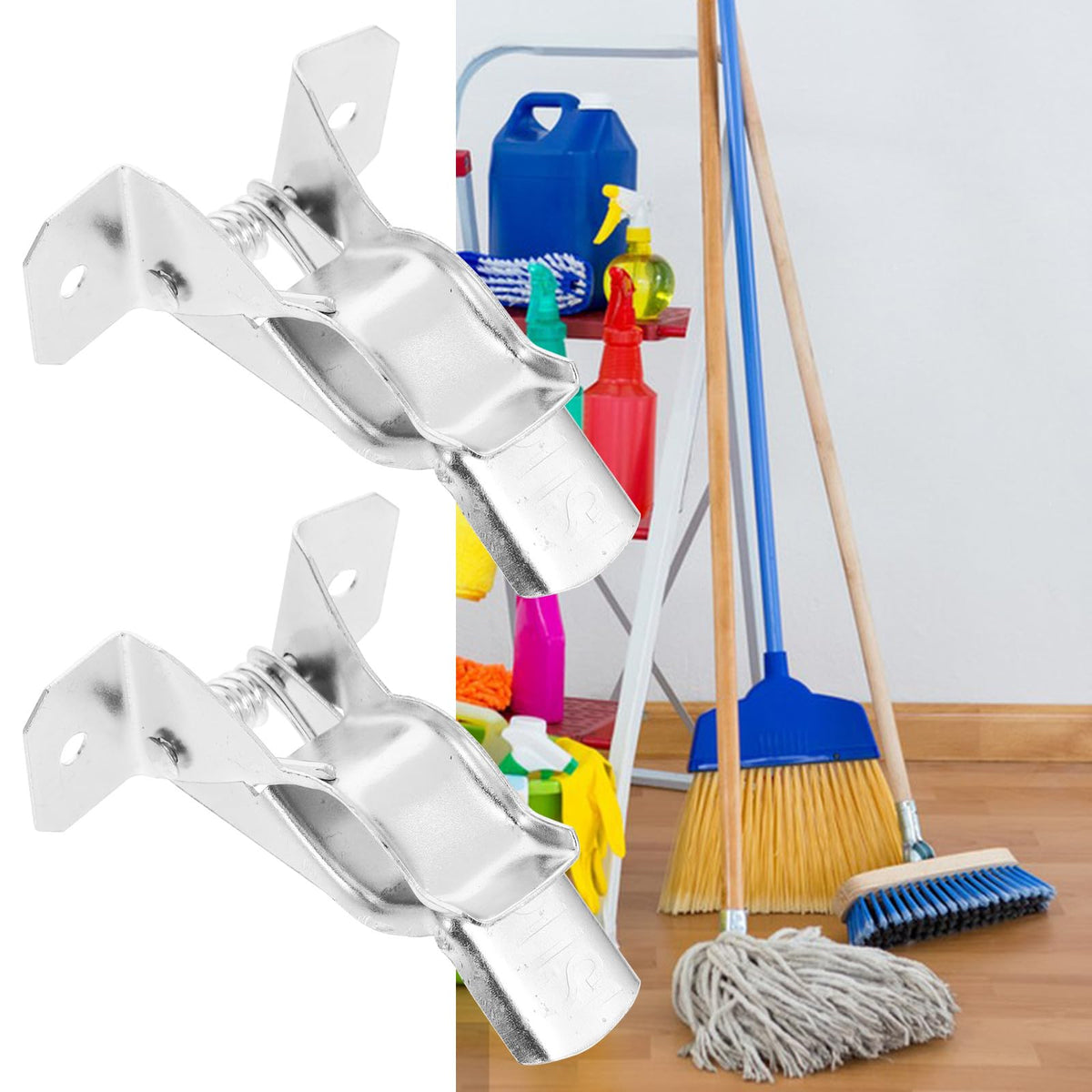 10pcs Heavy Duty Mop and Broom Holder Wall Mount Iron Tool Gripper Organizer for Home Cleaning Storage and Garage Utility Hooks
