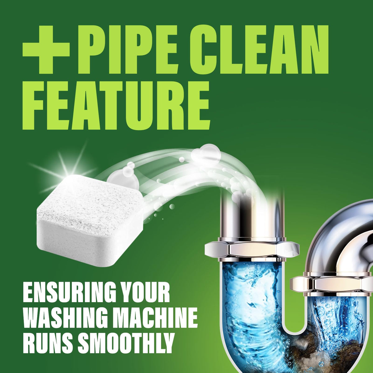 Premium Washing Machine Cleaner & Deodorizer Tablets with Pipe (28 Count)