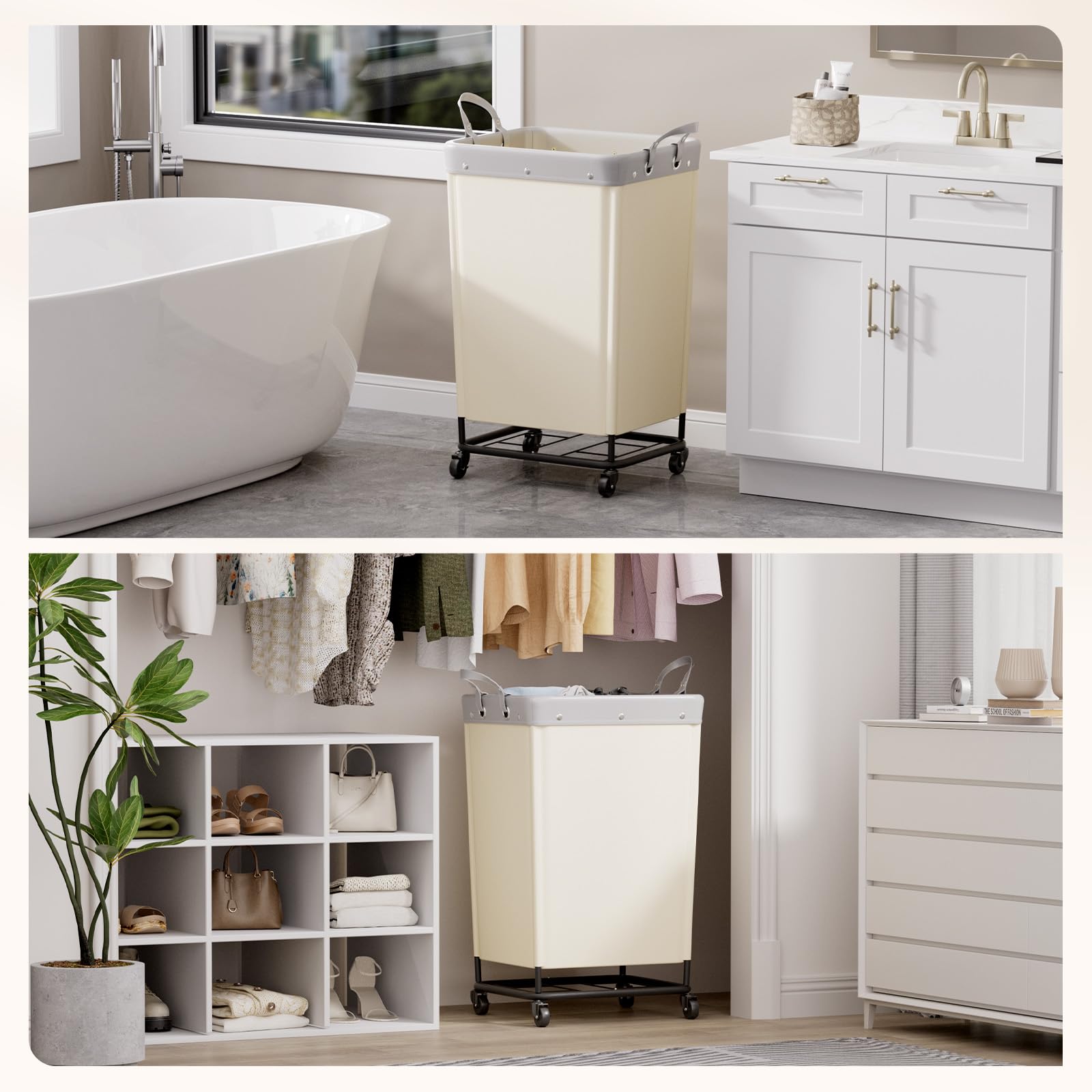 165L Heavy Duty Laundry Basket with Wheels and Handles