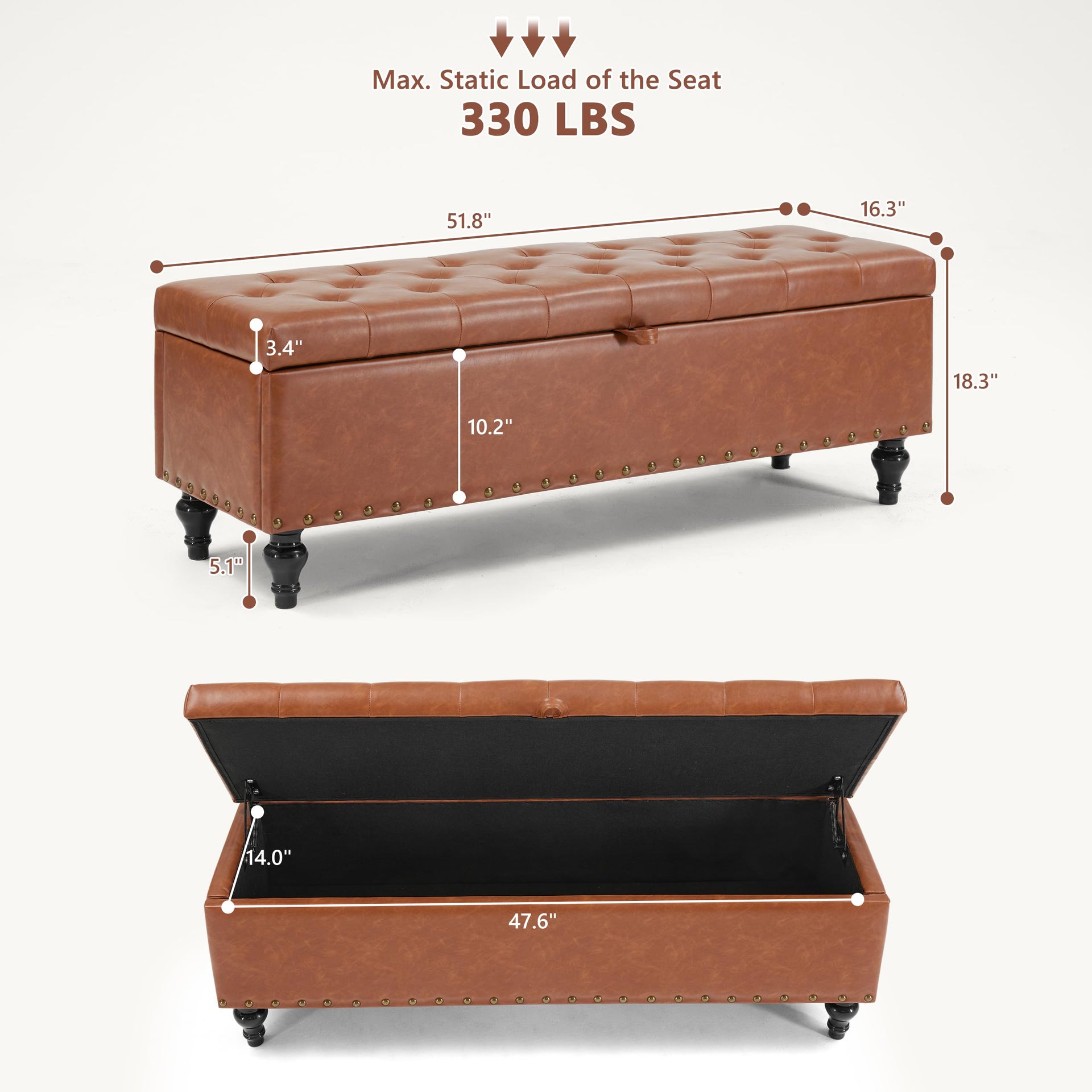 43 Inch Storage Ottoman