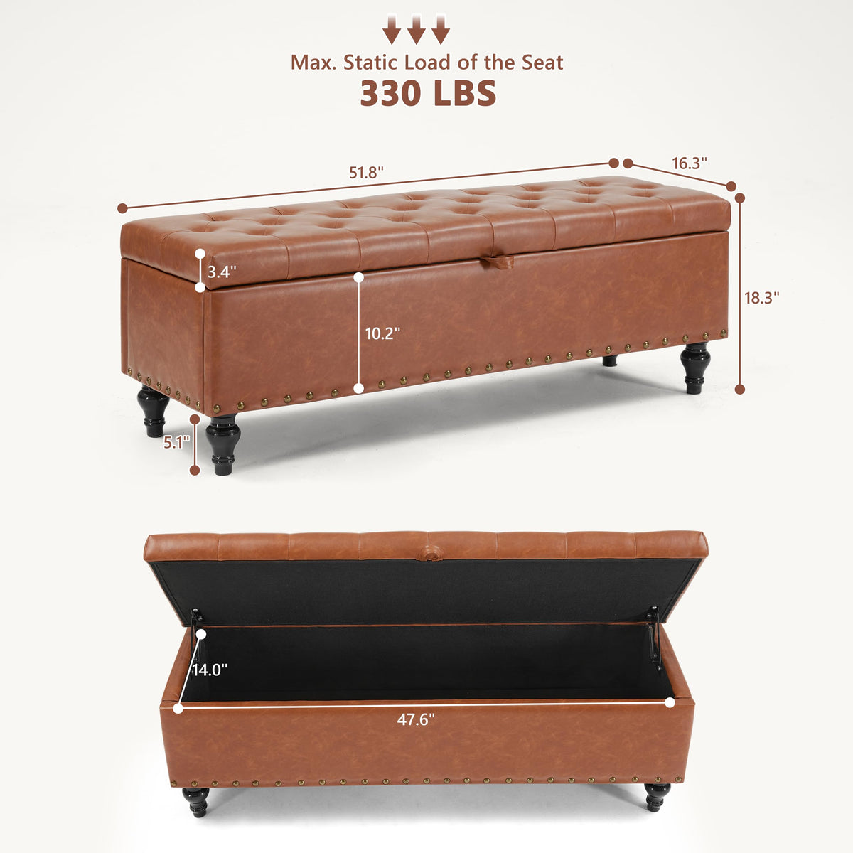 43 Inch Storage Ottoman