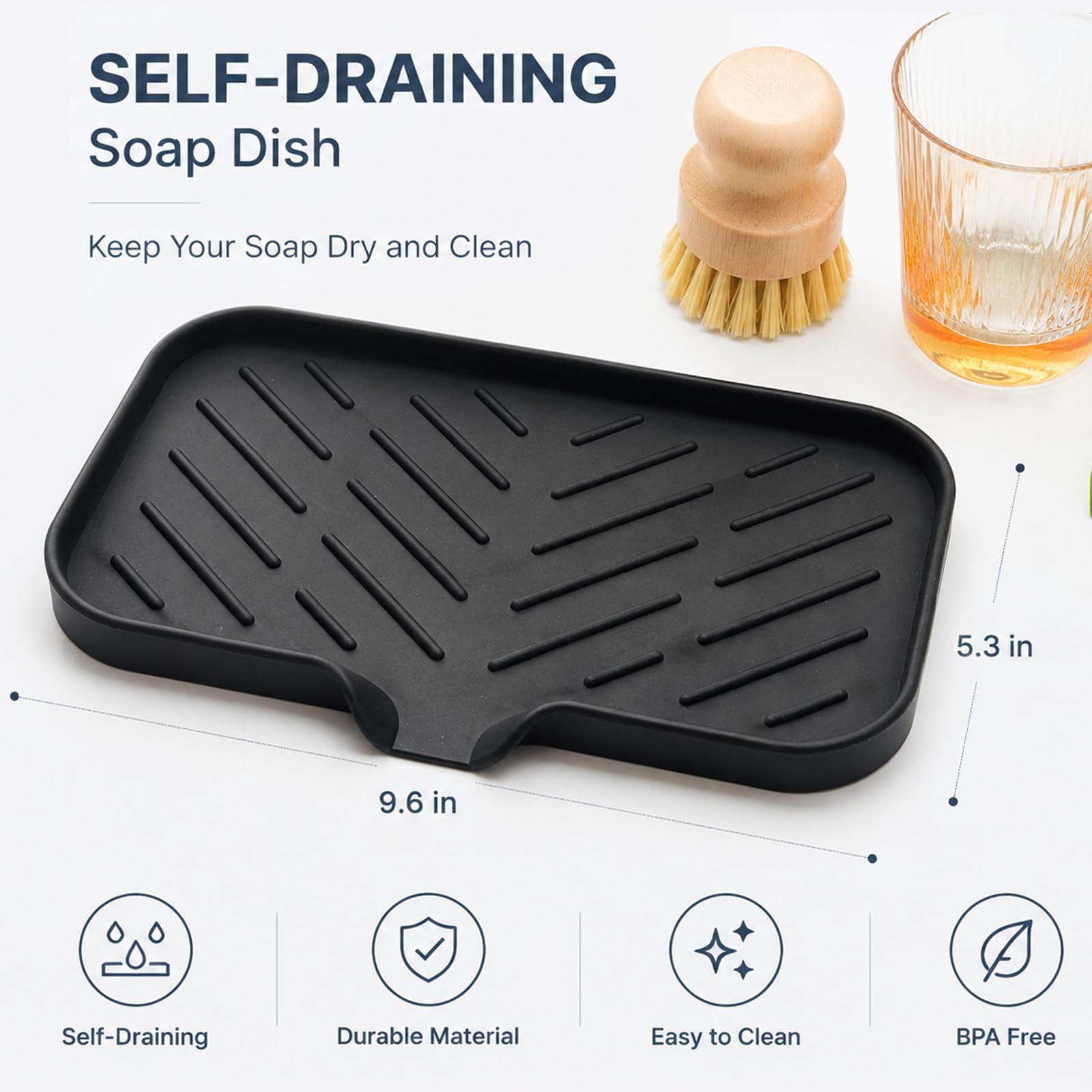 Silicone Soap Dish with Drain Spout