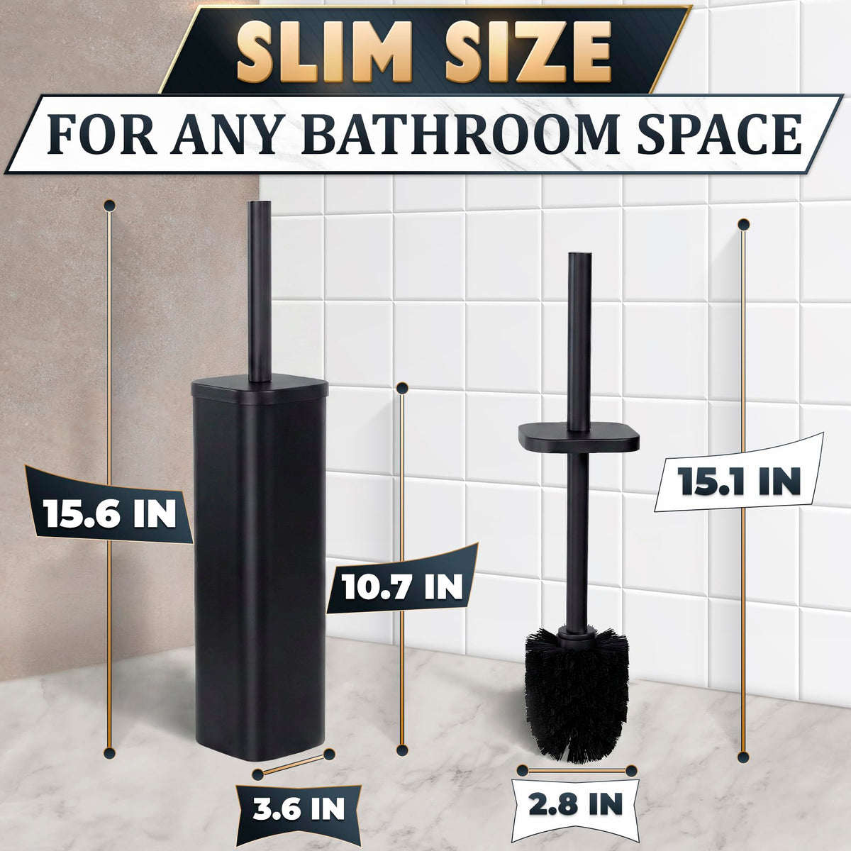 Black Toilet Brush and Holder Set for Modern Bathrooms