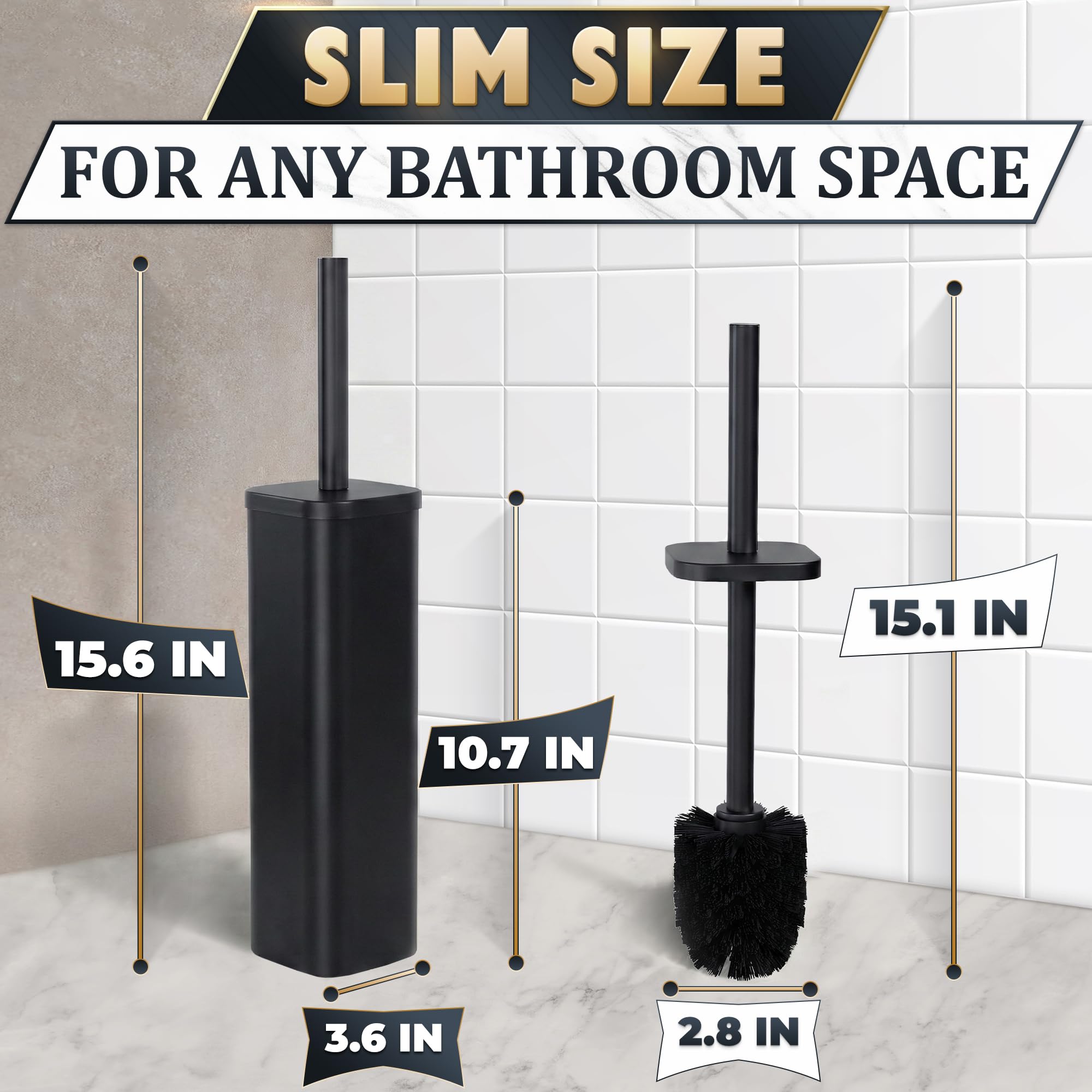 Black Toilet Brush and Holder Set for Modern Bathrooms
