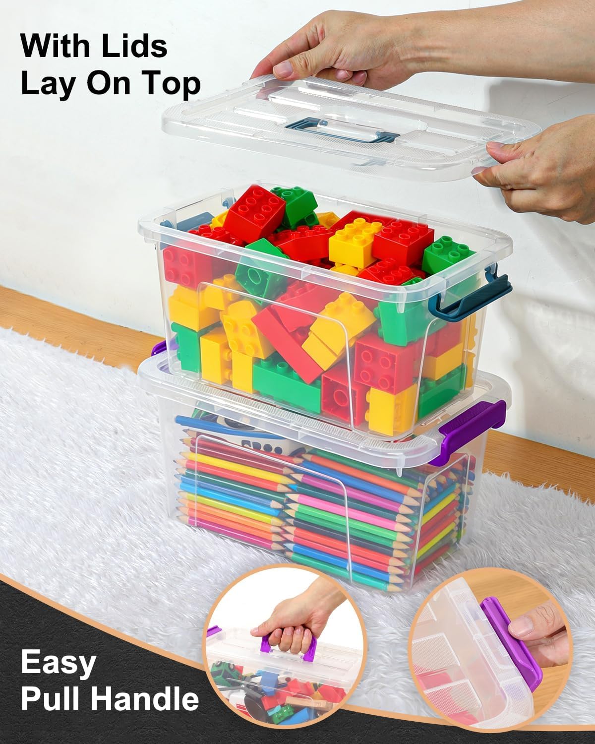 Plastic Storage Bins with Lids 6 Pack (6 Count)