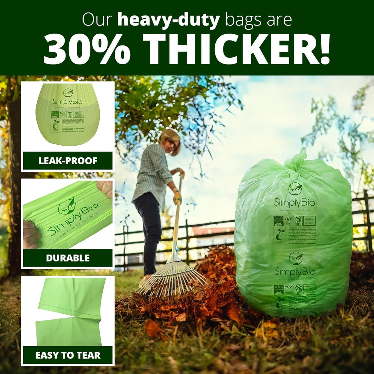 64 Gallon Compostable Trash Bags Flat (12 Count)