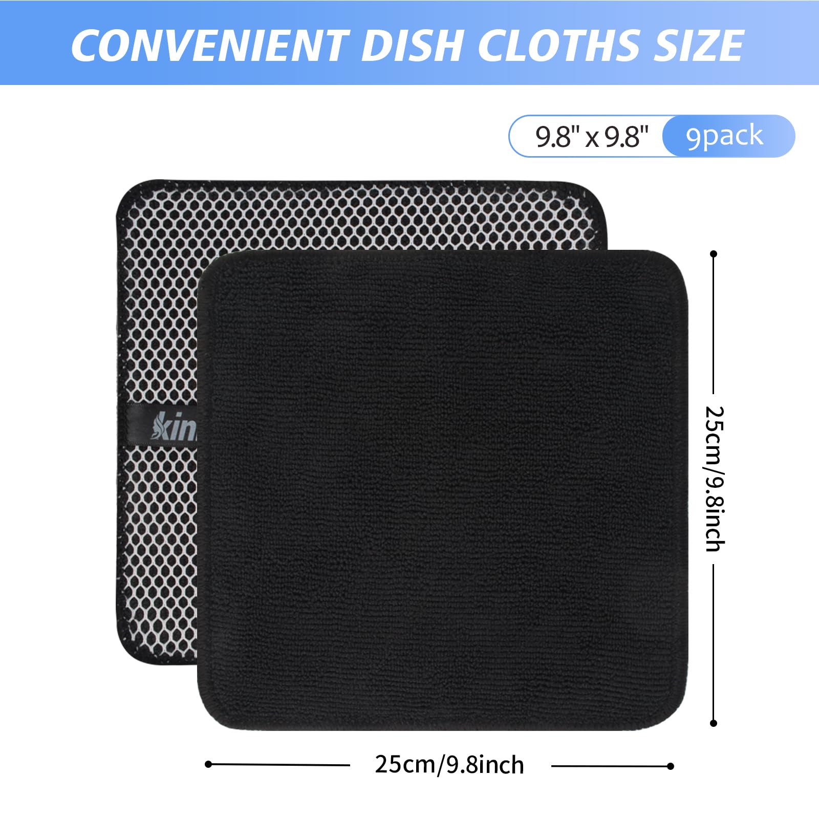 Dish Cloths for Washing Dishes with Scrub Side (9 Count)