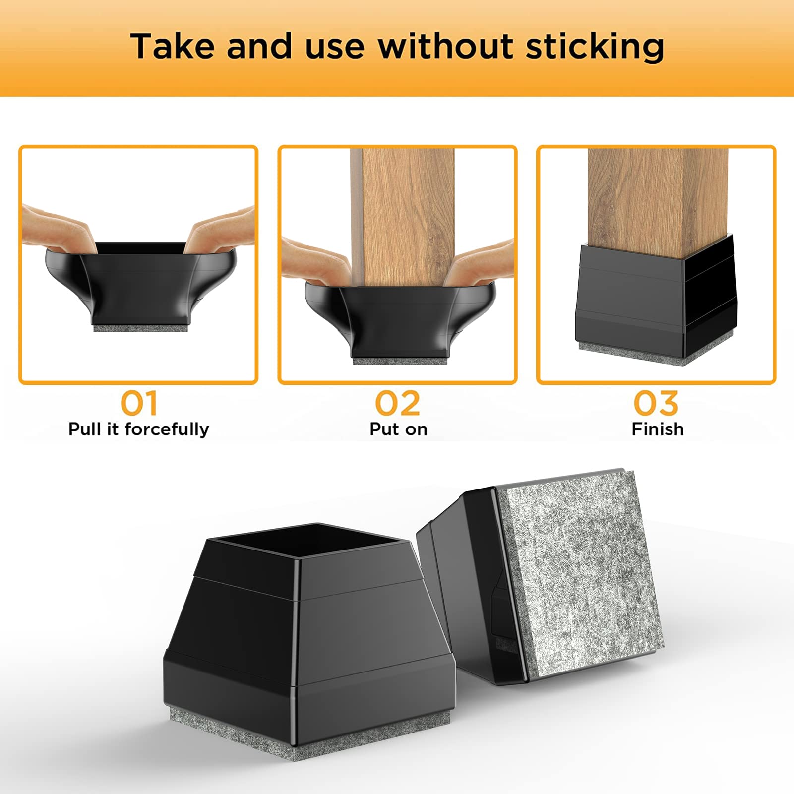 Square Chair Leg Protectors for Hardwood (16 Count)