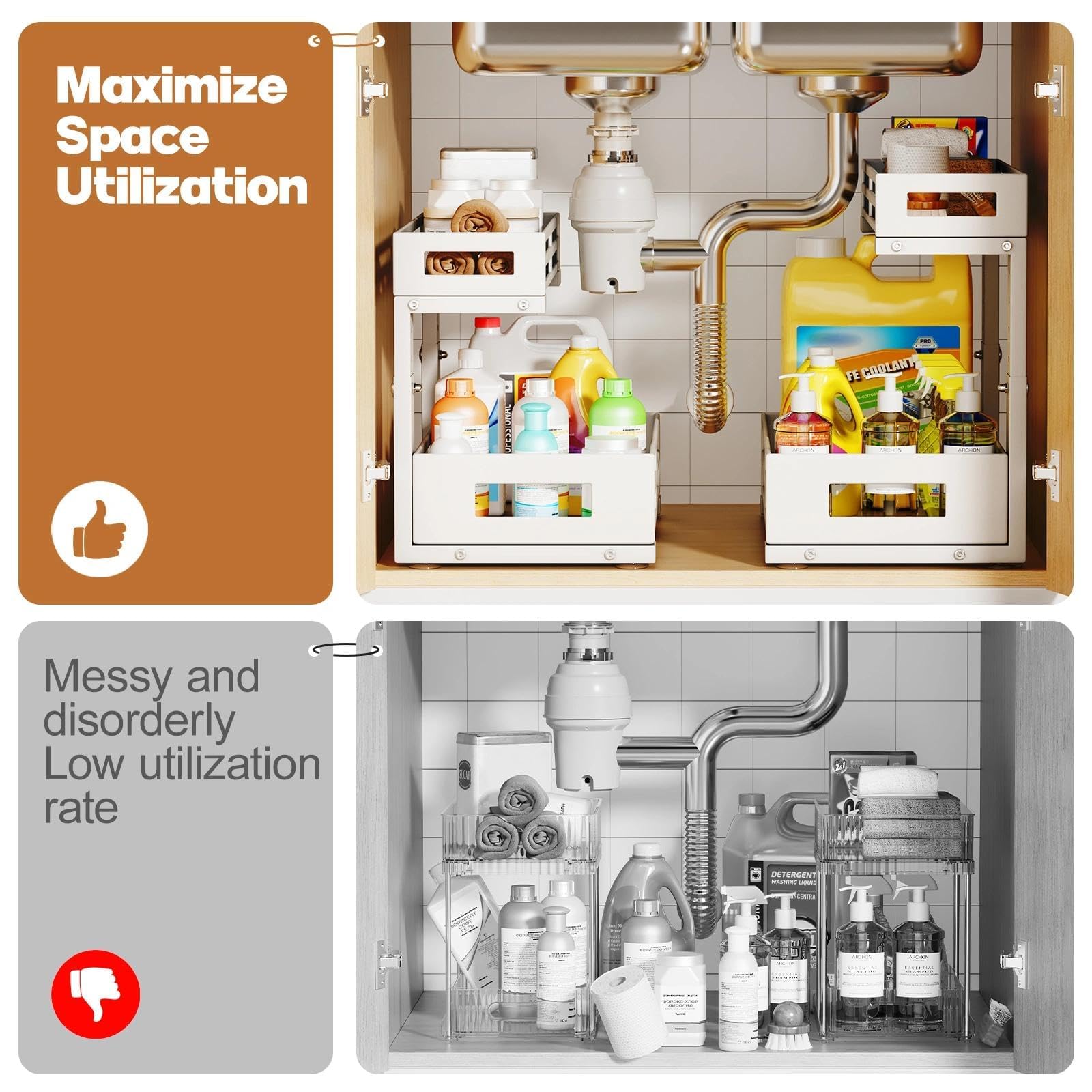 L Shaped Metal Under Sink Organizer (2 Count)