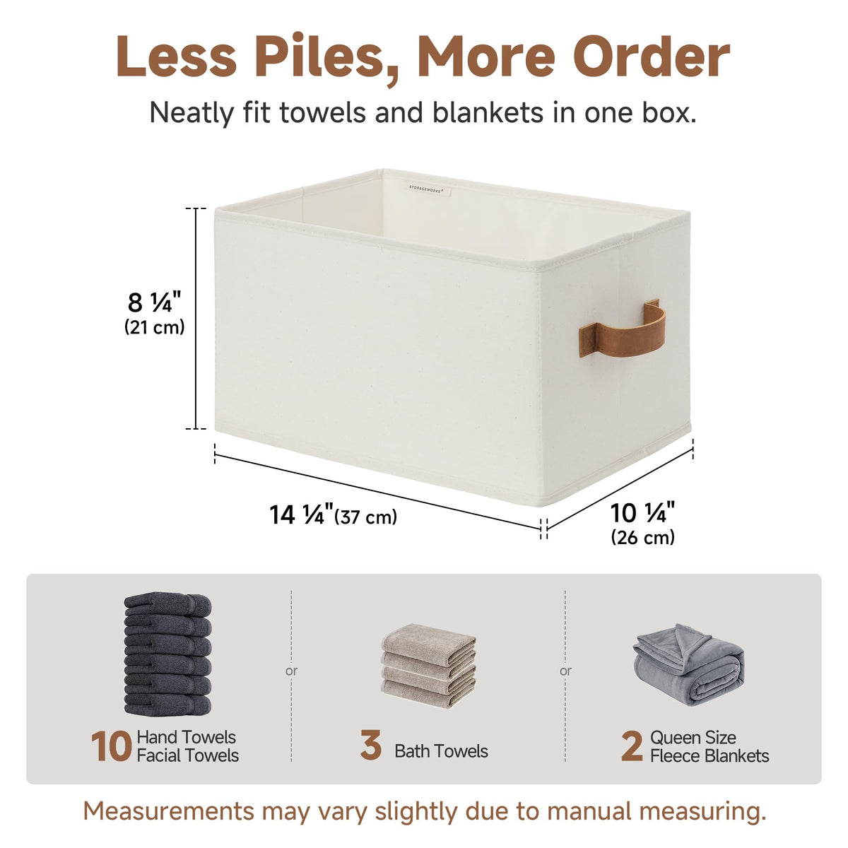 Closet Storage Bins with PU Handles (3 Count)