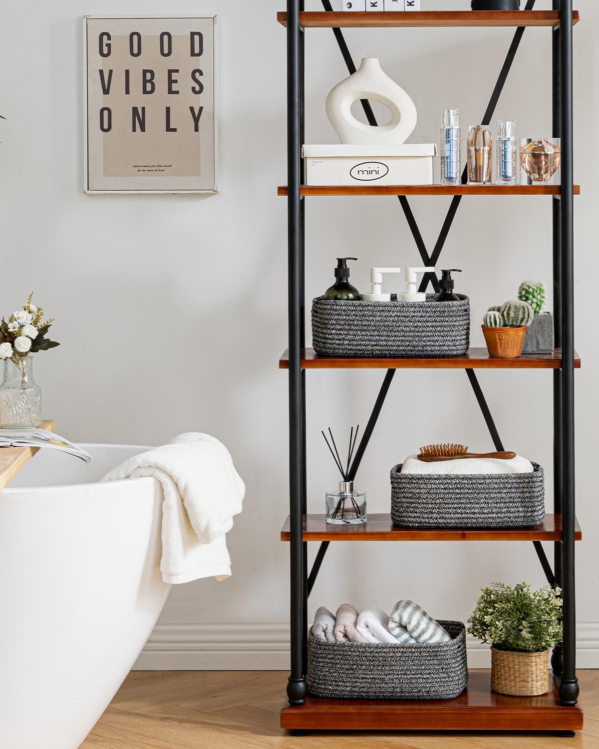 Small Woven Storage Basket for Organizing (3 Count)
