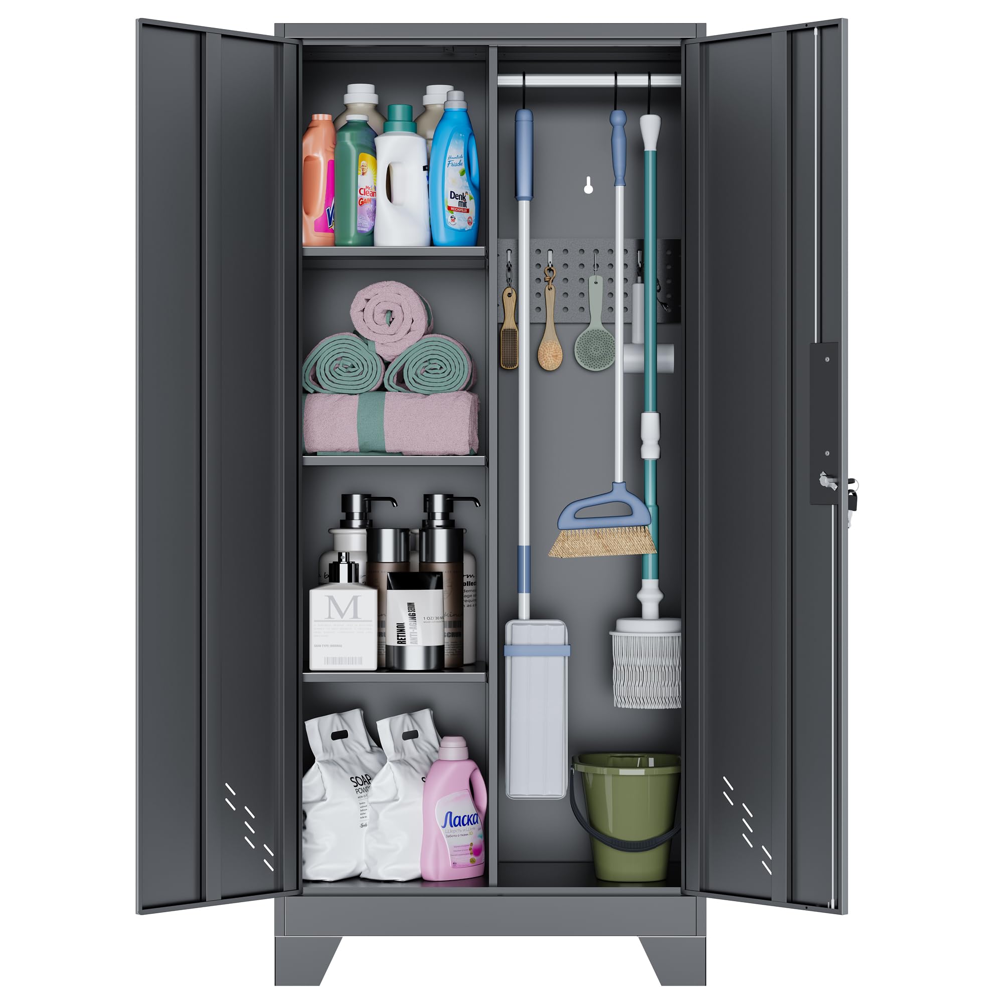 Metal Storage Cabinet with Locking Doors
